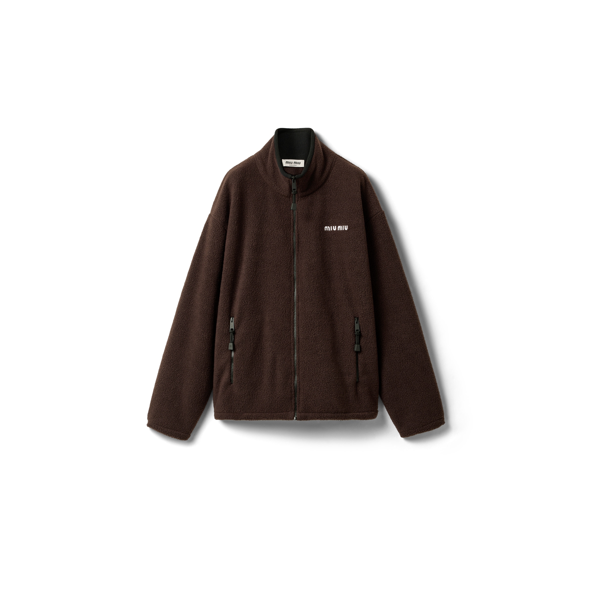 Miu Miu Chaqueta De Felpa Con Cremallera, Mujer, Ébano, Talla S