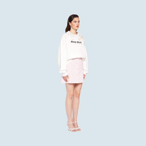 Embroidered cotton fleece sweatshirt