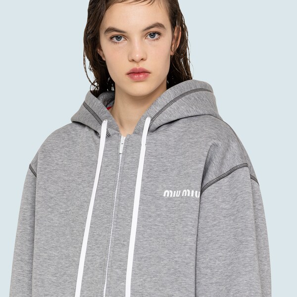 Oversized cotton fleece hoodie Grey