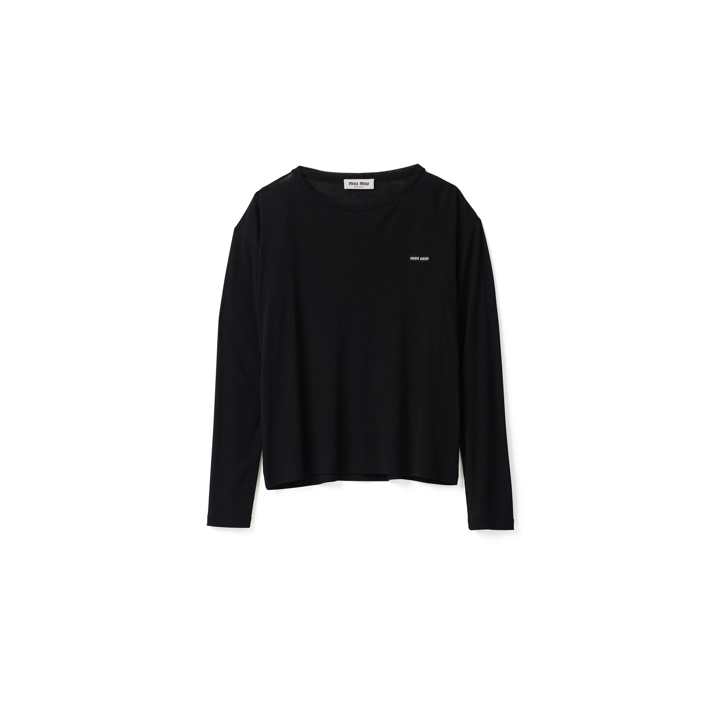 Miu Miu T-shirt Manica Lunga In Jersey Costina, Donna, Nero, Taglia S