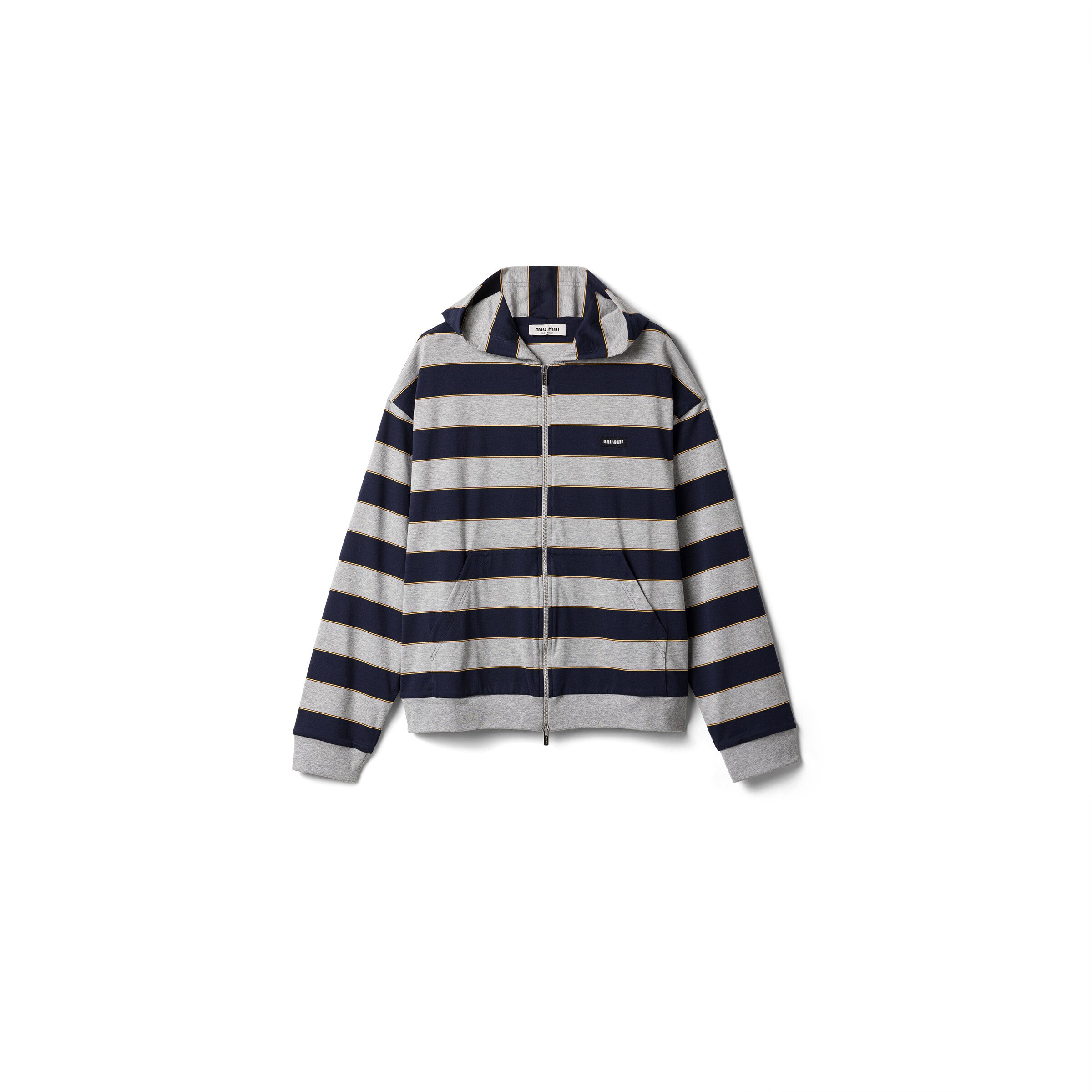 Miu Miu Sudadera Con Capucha De Punto A Rayas, Mujer, Azul/gris, Talla M