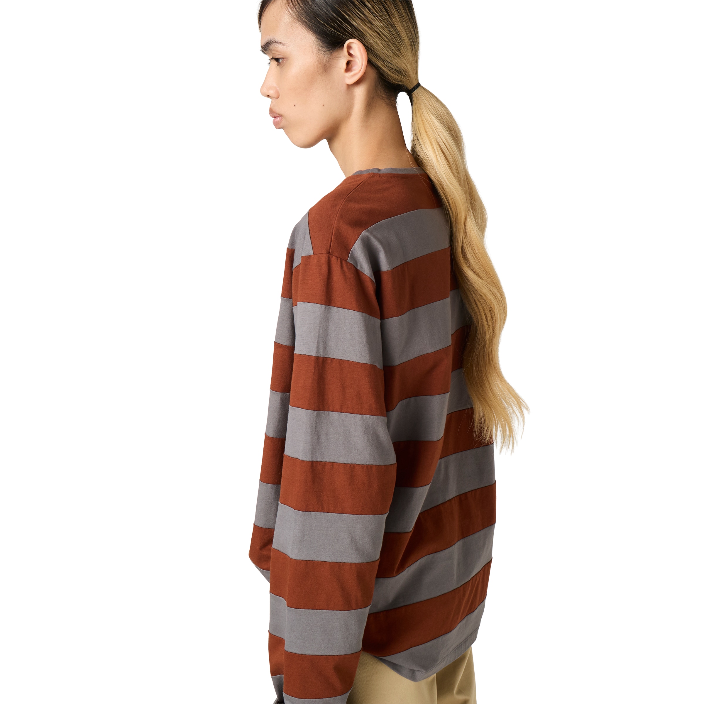 Miu Miu Cotton T-shirt With Striped Pattern In Blue