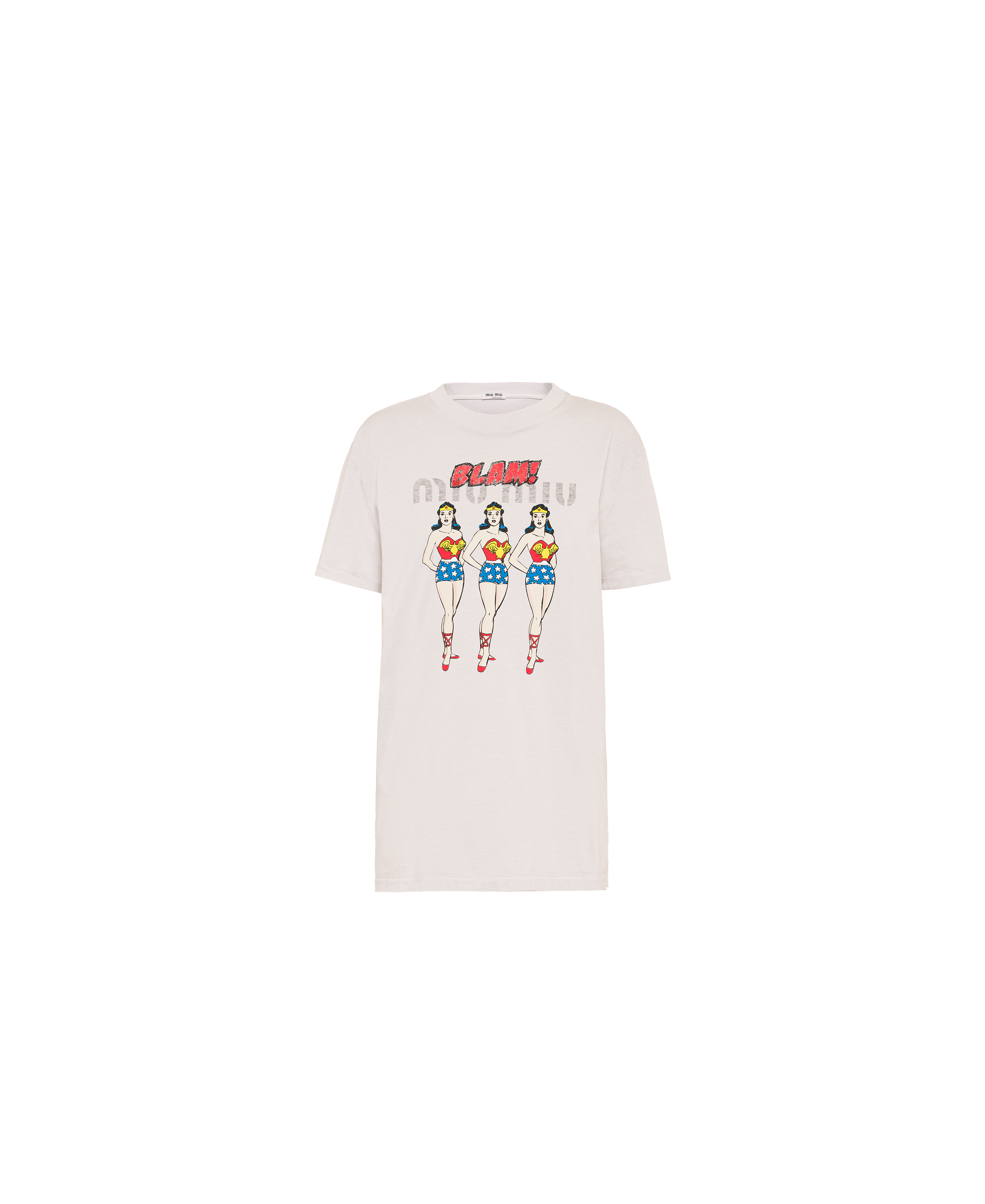 Printed jersey T-shirt Pearl gray | Miu Miu Printed jersey T-shirt