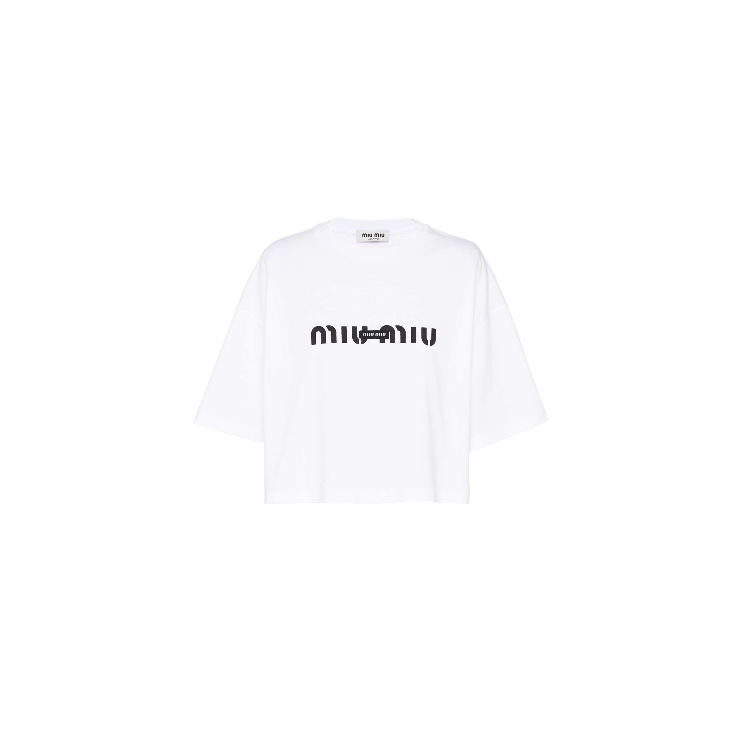 Miu Miu Womens Bianco Logo-print Crystal-embellished Cotton Miu Miu Womens Bianco Logo-print Crystal-embellished Cotton