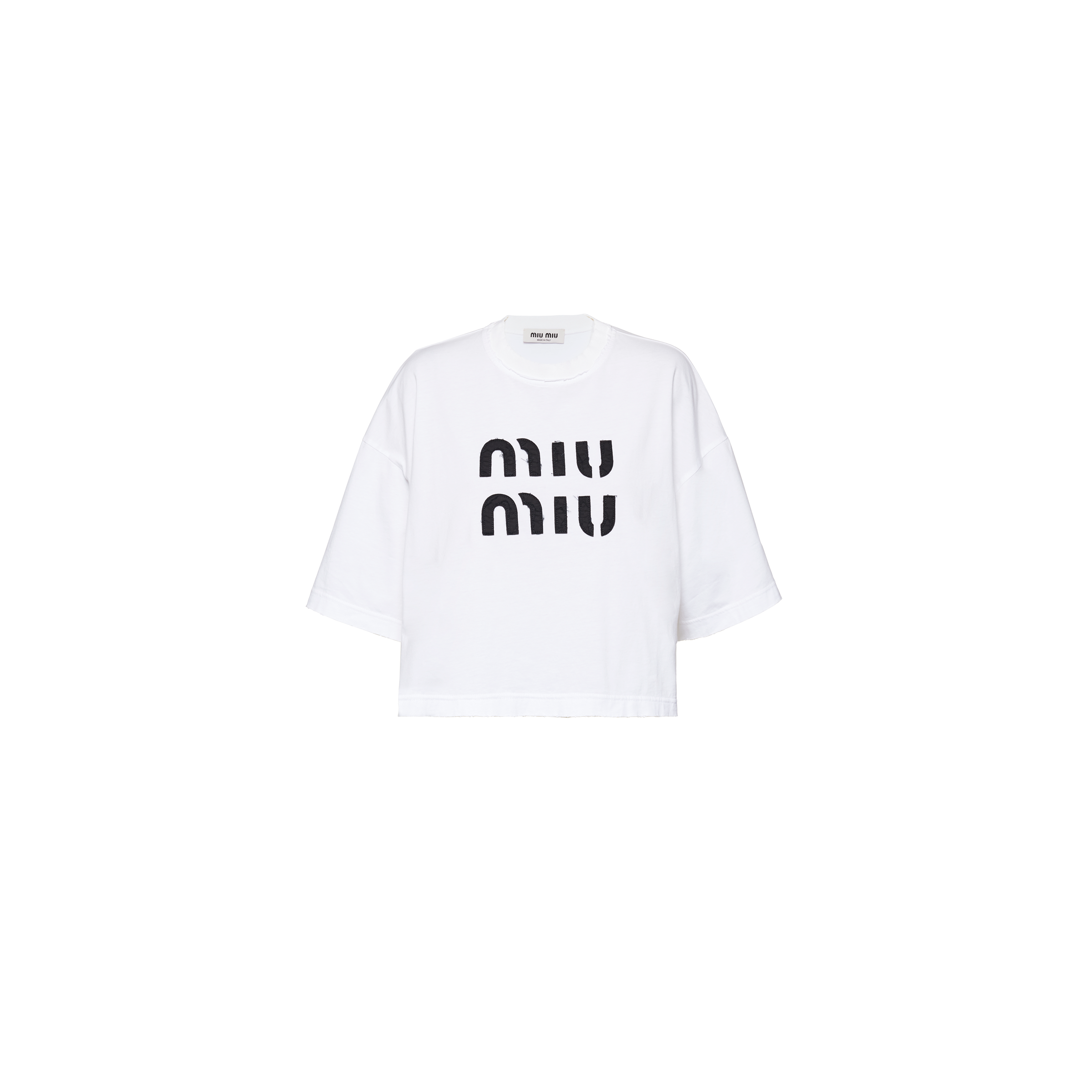 MIU MIU EMBROIDERED COTTON T-SHIRT