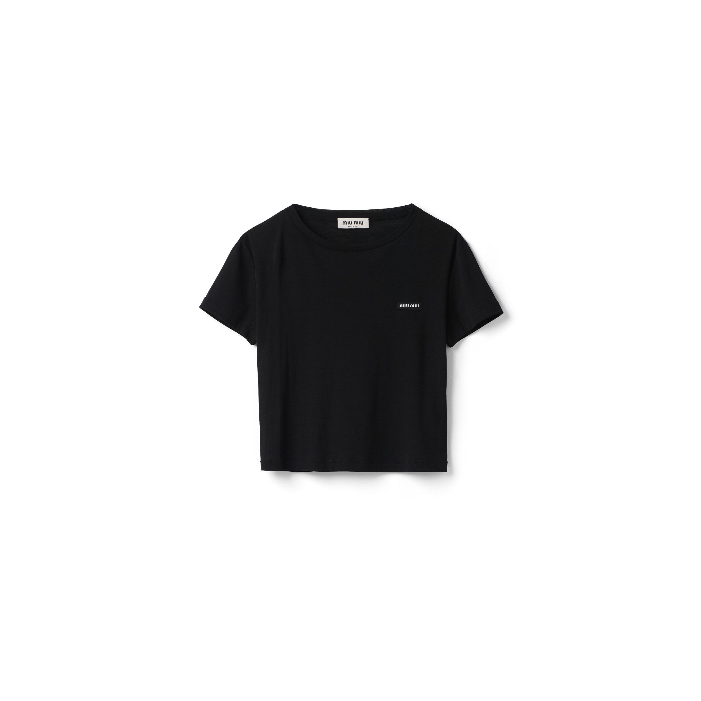 Miu Miu T-shirt En Jersey Côtelé, Femme, Noir, Taille M