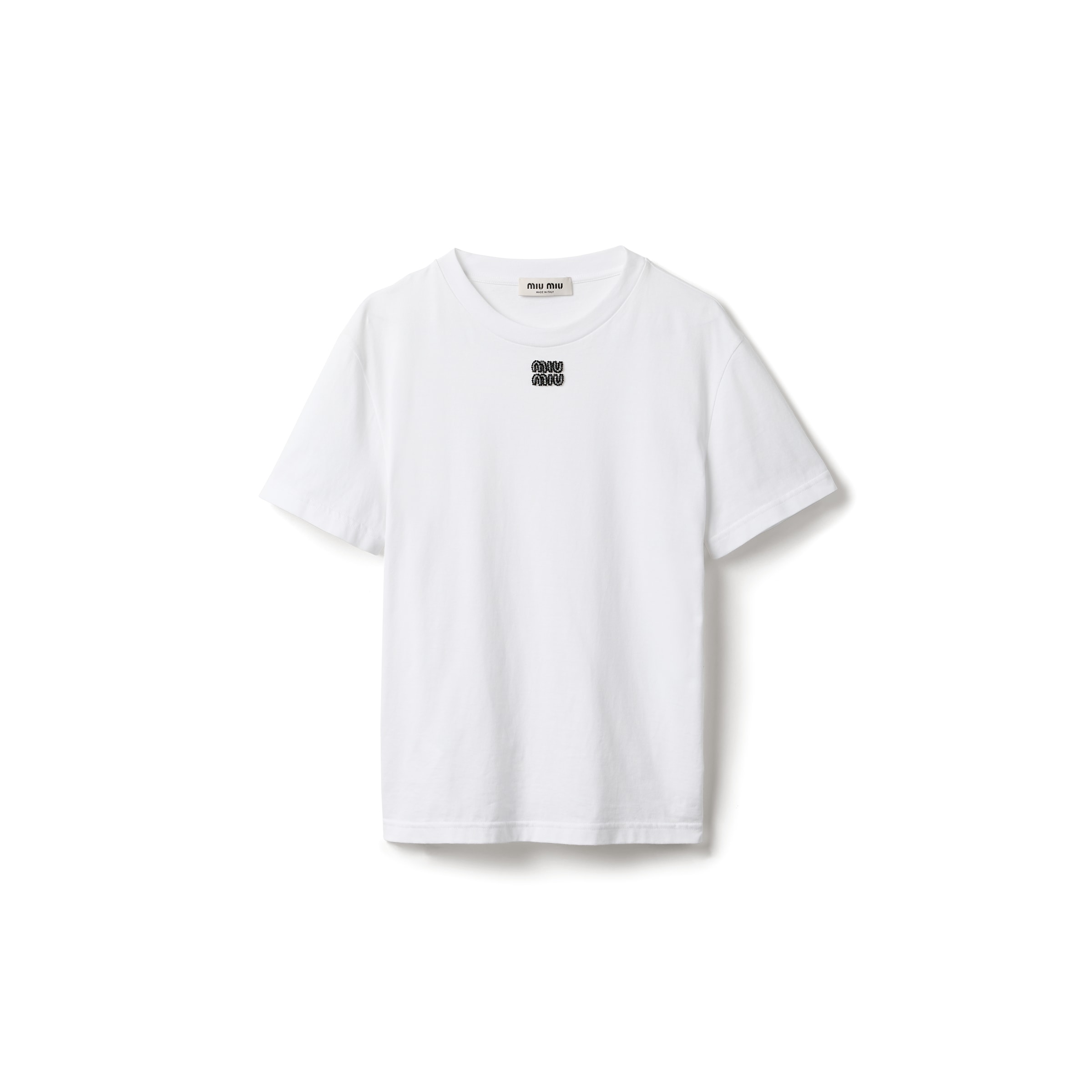 Miu Miu T-shirt En Jersey De Coton, Femme, Blanc, Taille S