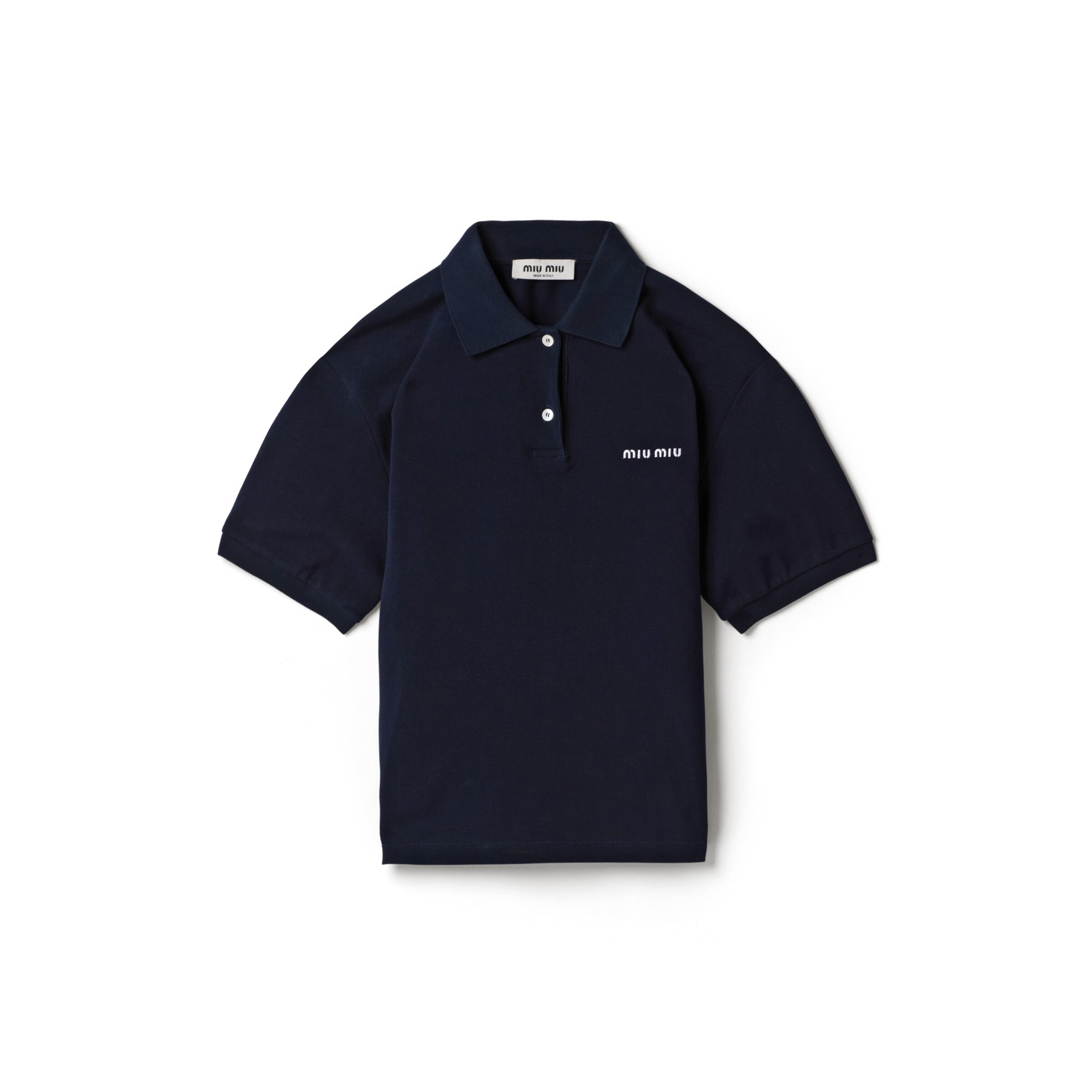 Miu Miu Polo En Piqué De Coton, Femme, Bleu, Taille L