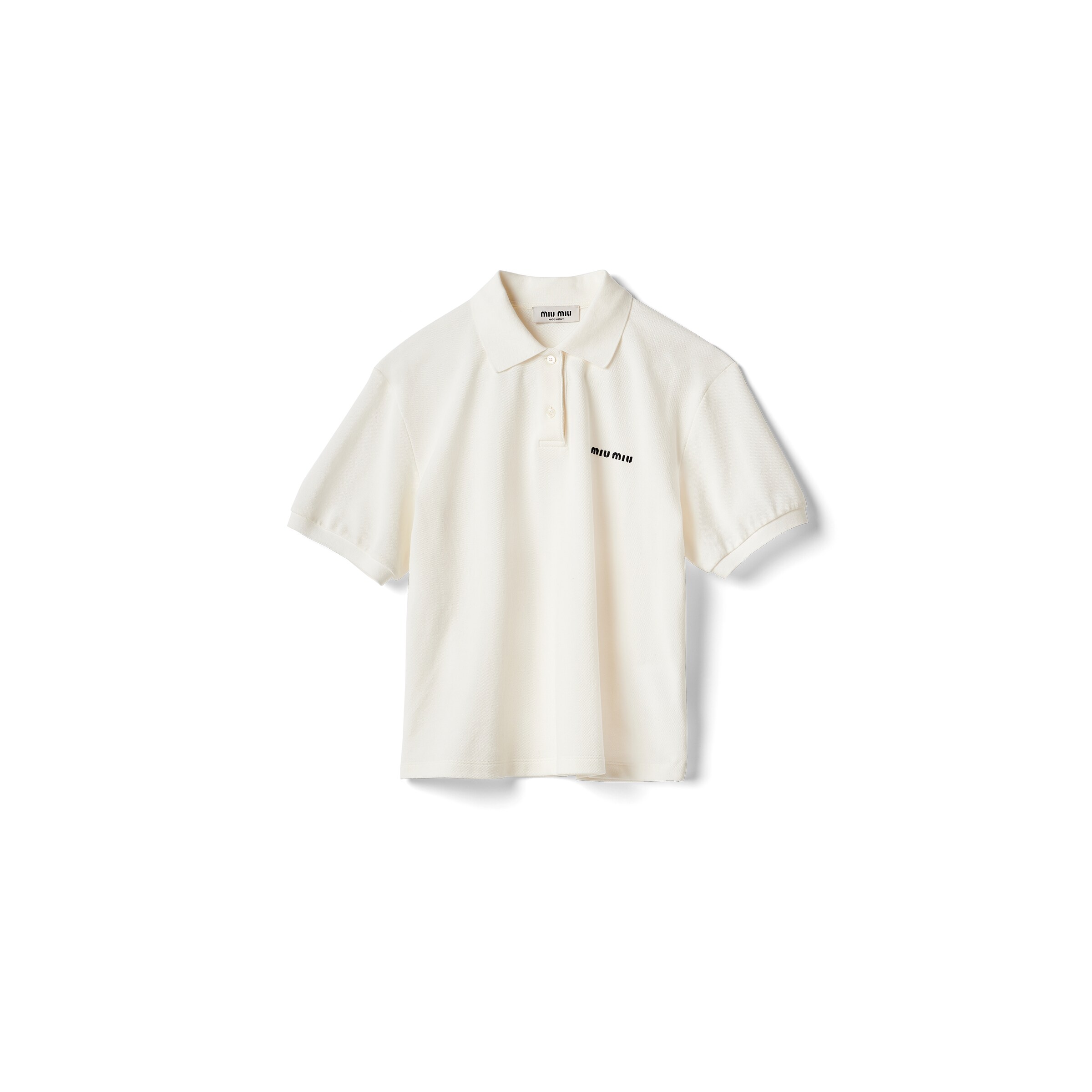 Miu Miu Polo En Piqué De Coton, Femme, Blanc, Taille L