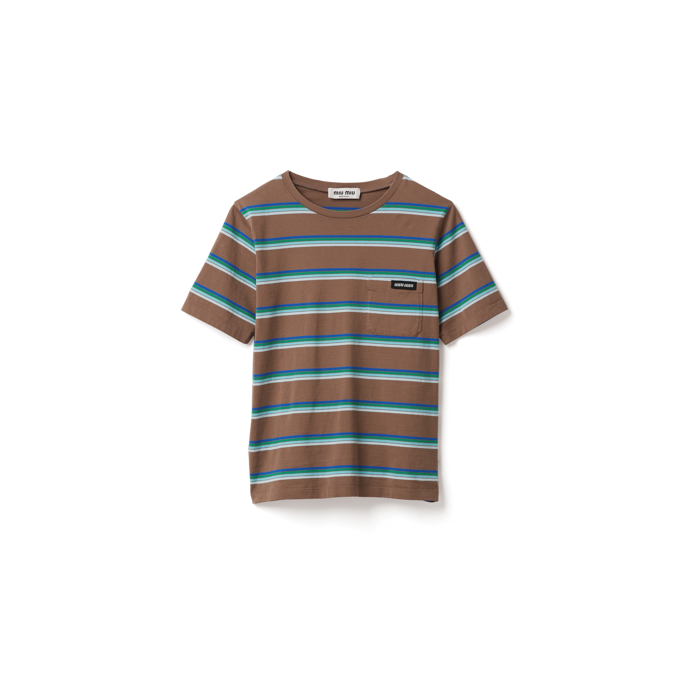 Miu Miu T-shirt En Jersey, Femme, Tabac/bleuet/vert, Taille M
