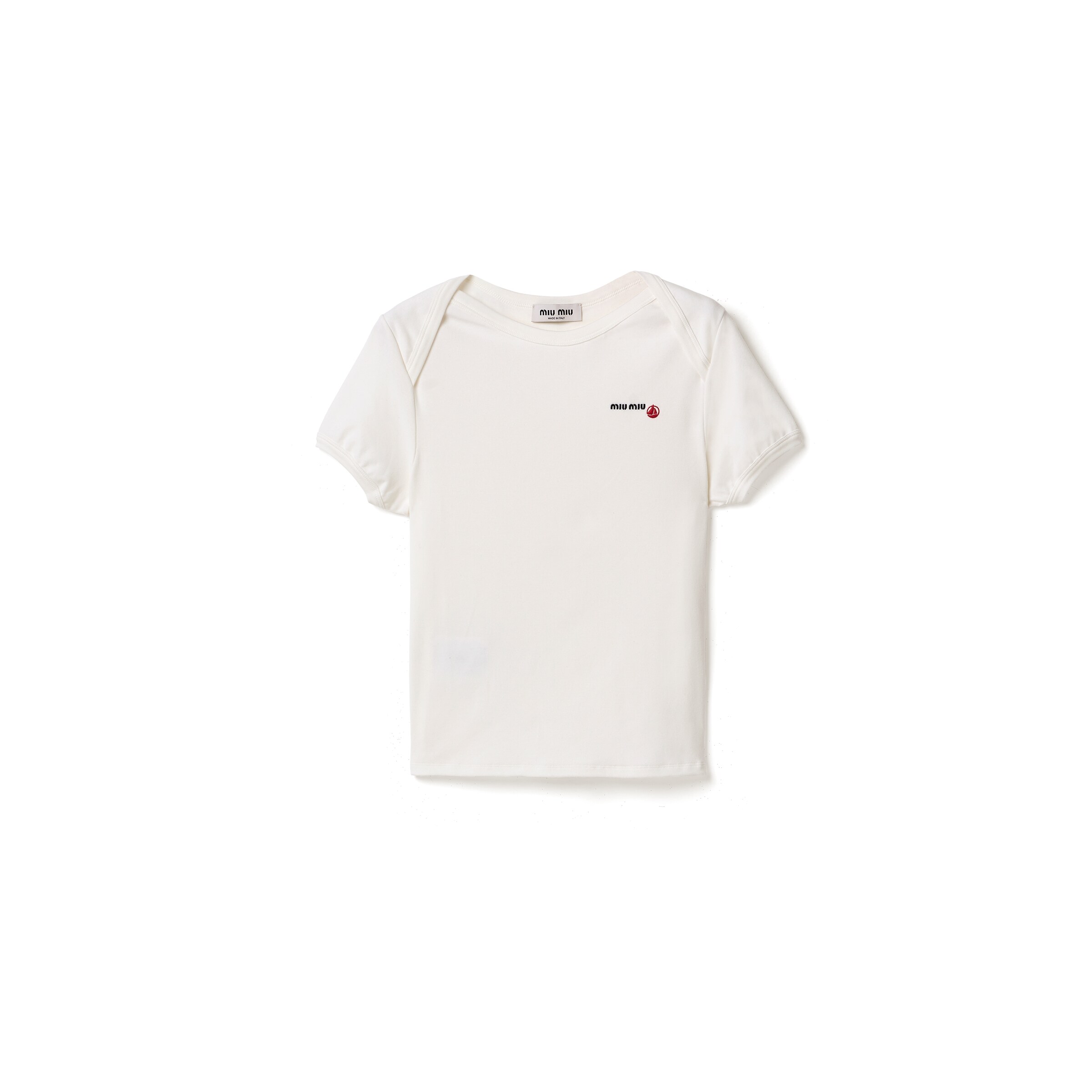 T-shirt Classique Petit Bateau x miu Miu En Jersey Stretch, Femme, Blanc/blanc, Taille M