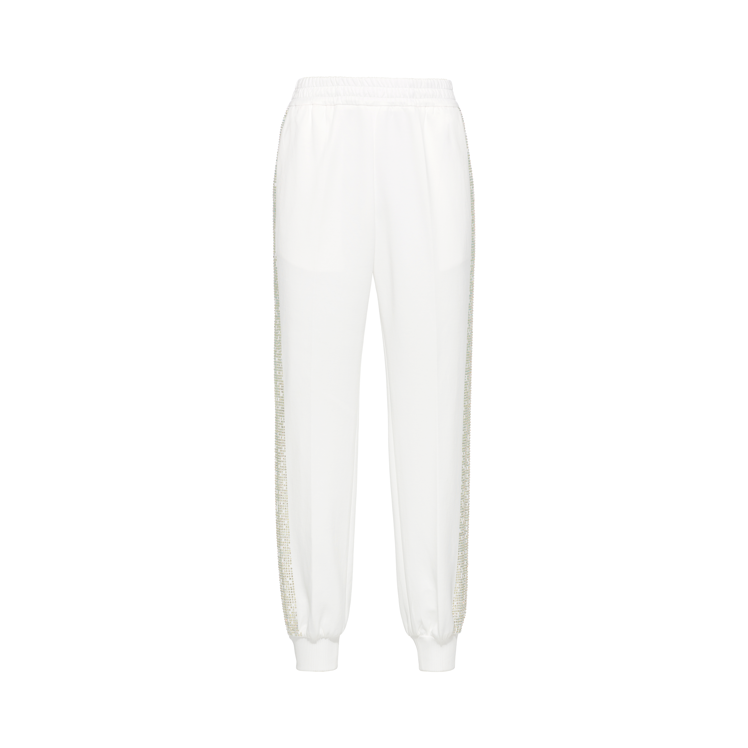 Embroidered technical fleece joggers White | Miu Miu