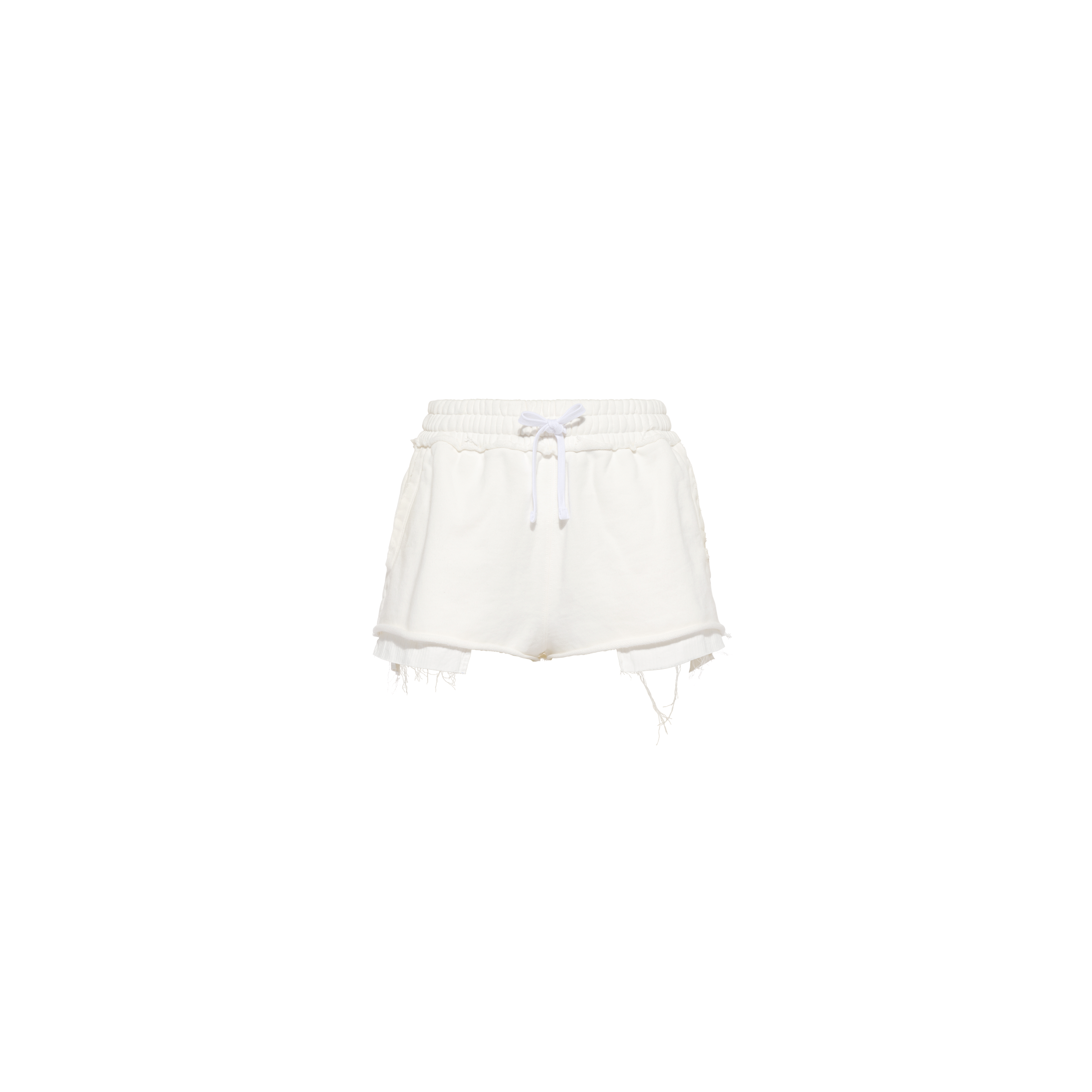 Miu Miu Embroidered Cotton Shorts In White