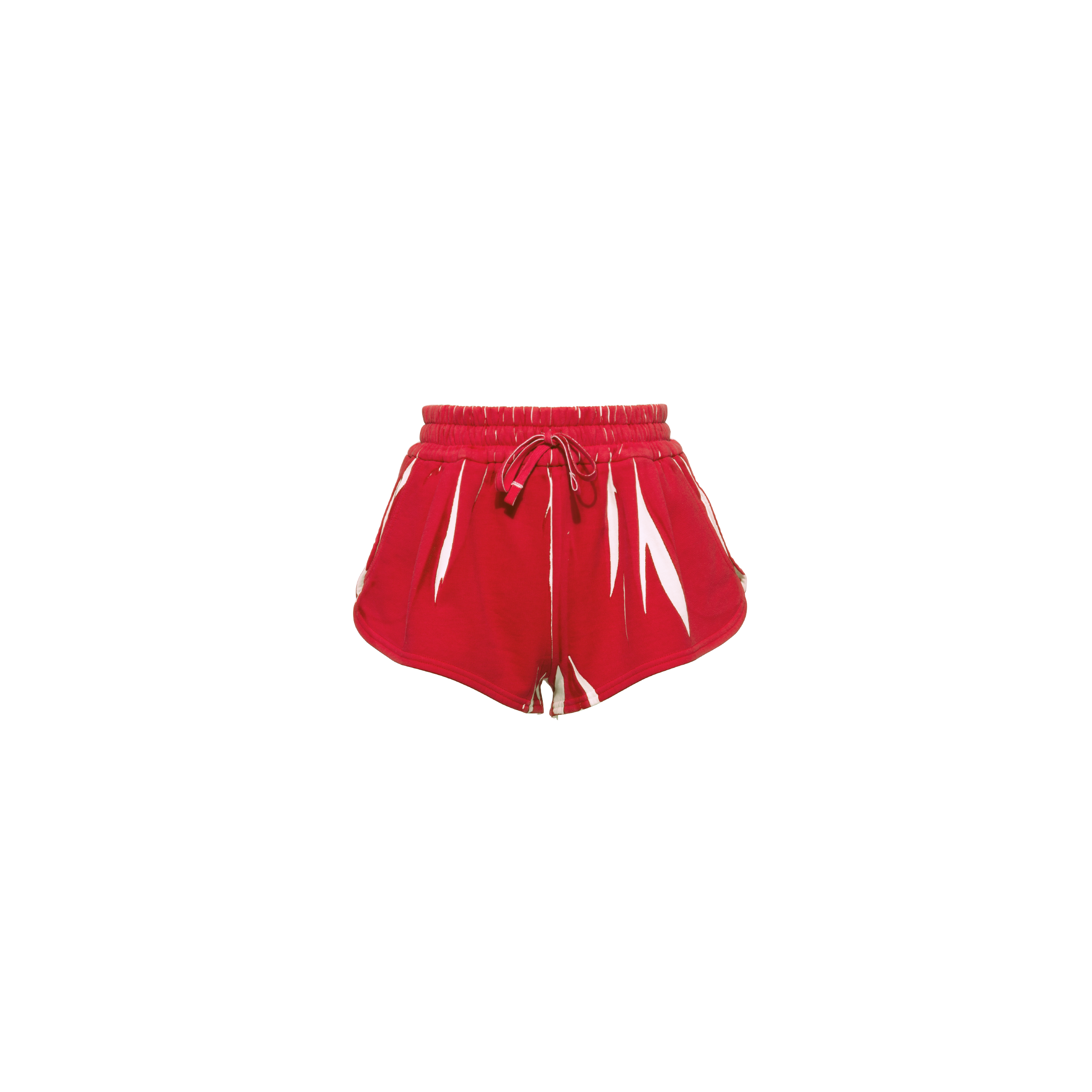 Printed cotton fleece shorts with logo Red Miu Miu