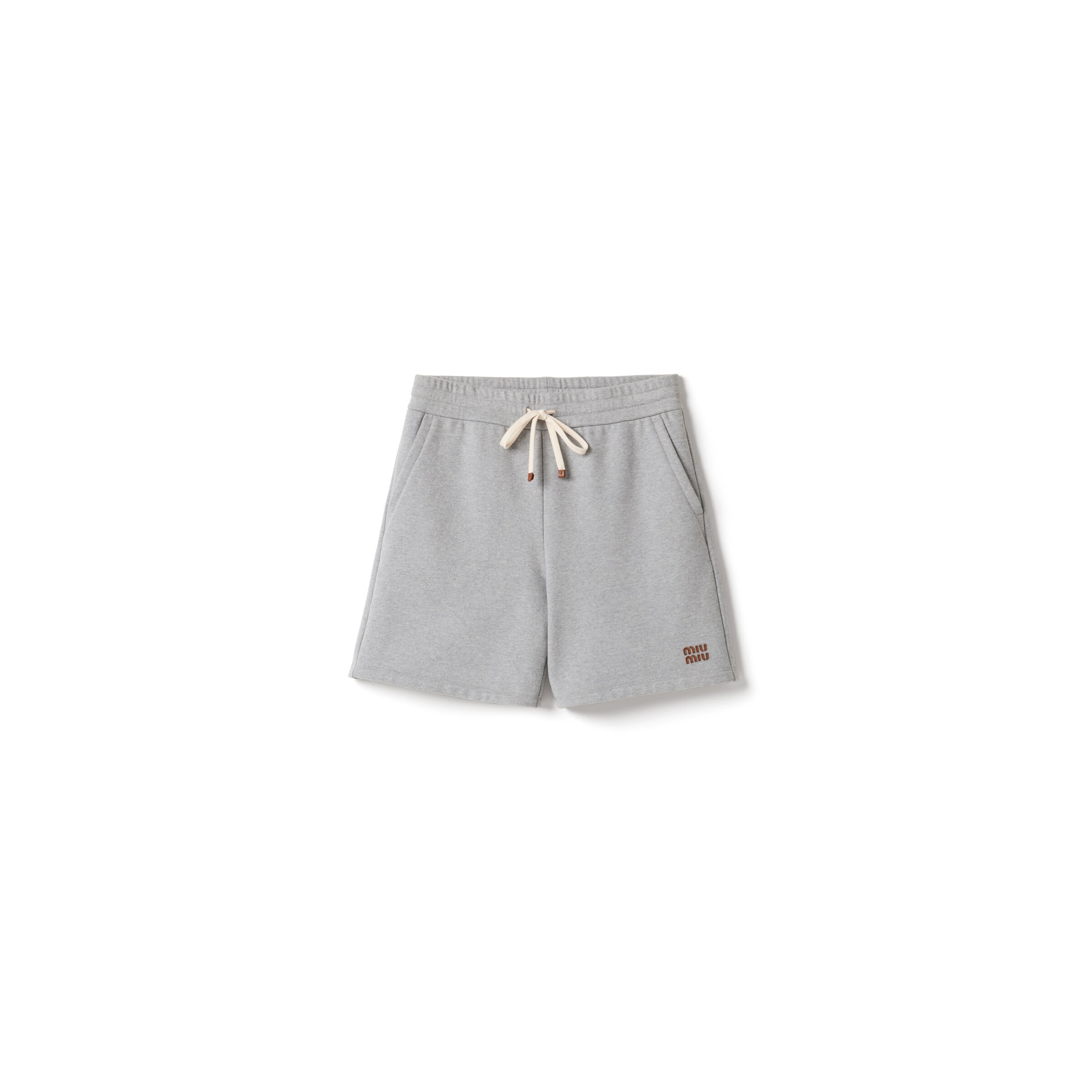 Miu Miu Bermuda En Coton Molletonné, Femme, Gris, Taille 40