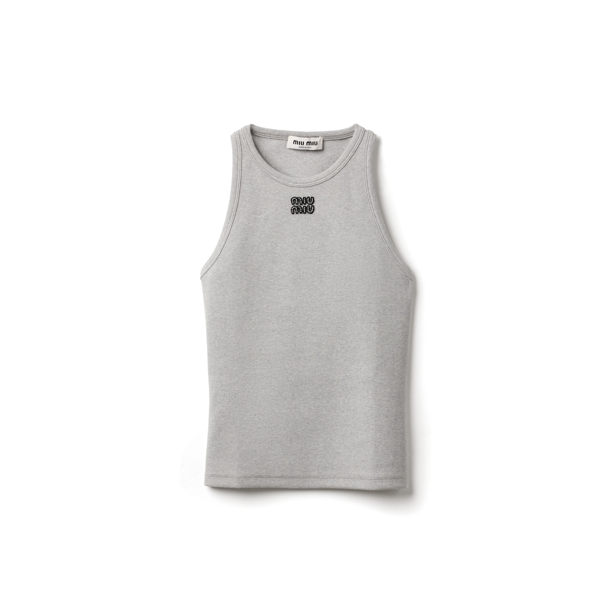 Miu Miu Haut Dos Nageur En Jersey Côtelé, Femme, Gris, Taille M