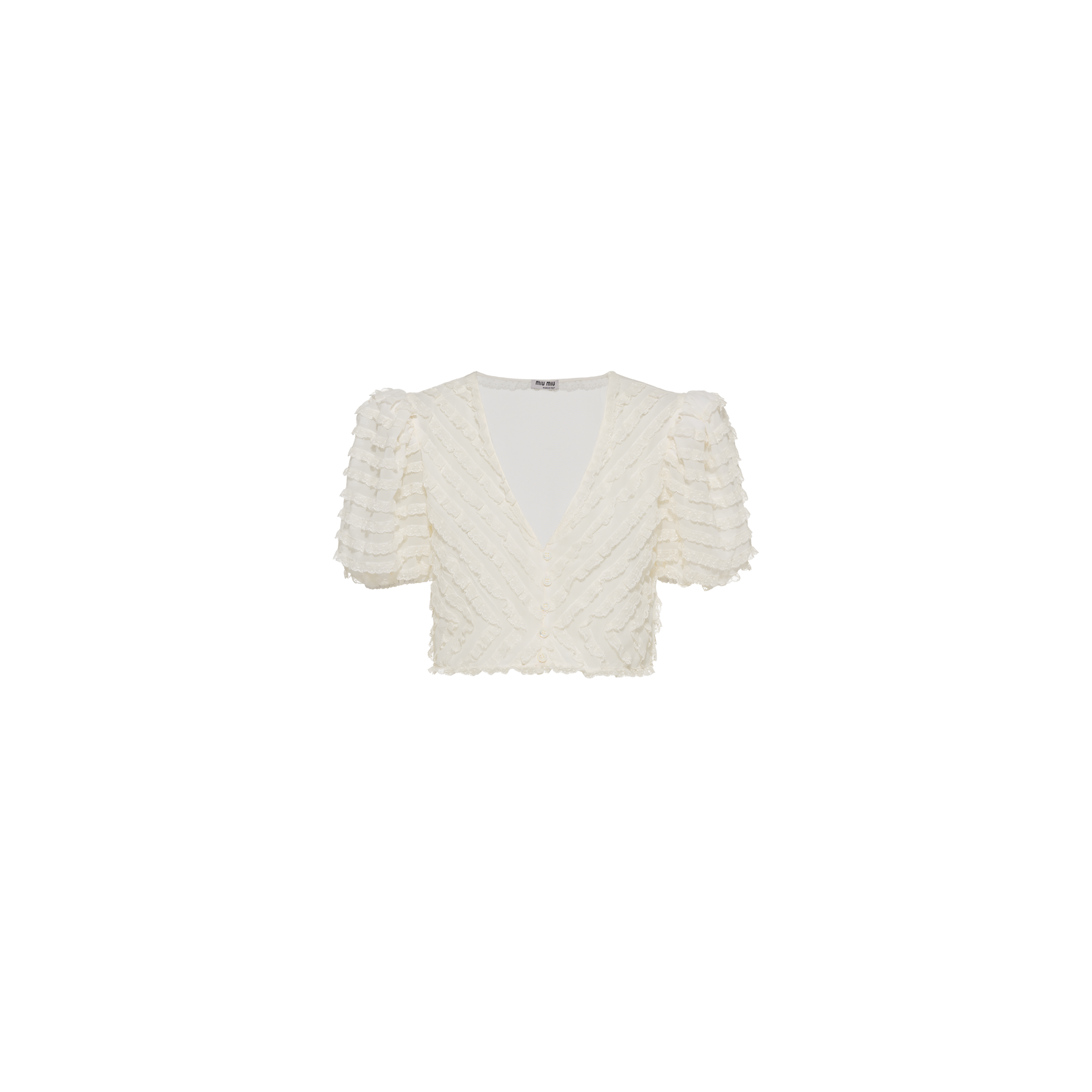 Cropped Georgette Blouse White Miu Miu