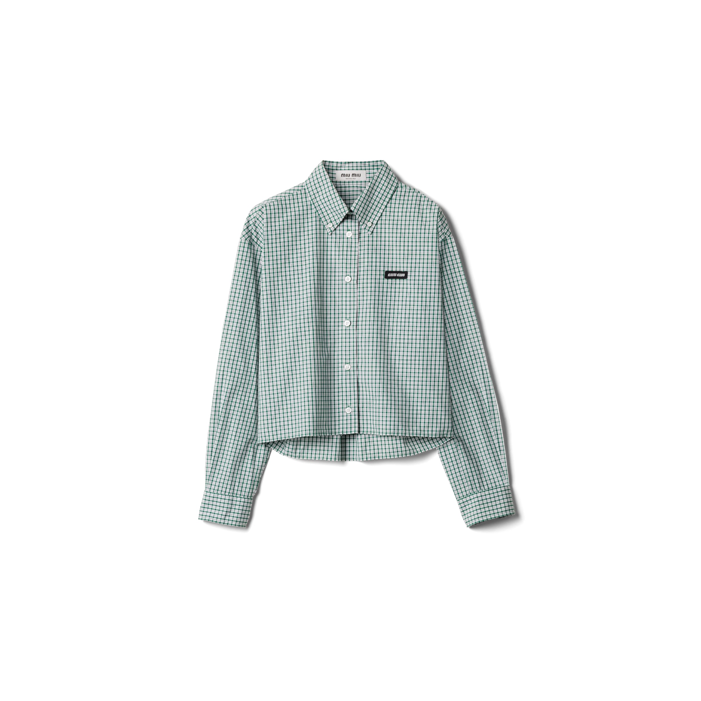 Miu Miu Check Cropped Button-front Shirt In Multi
