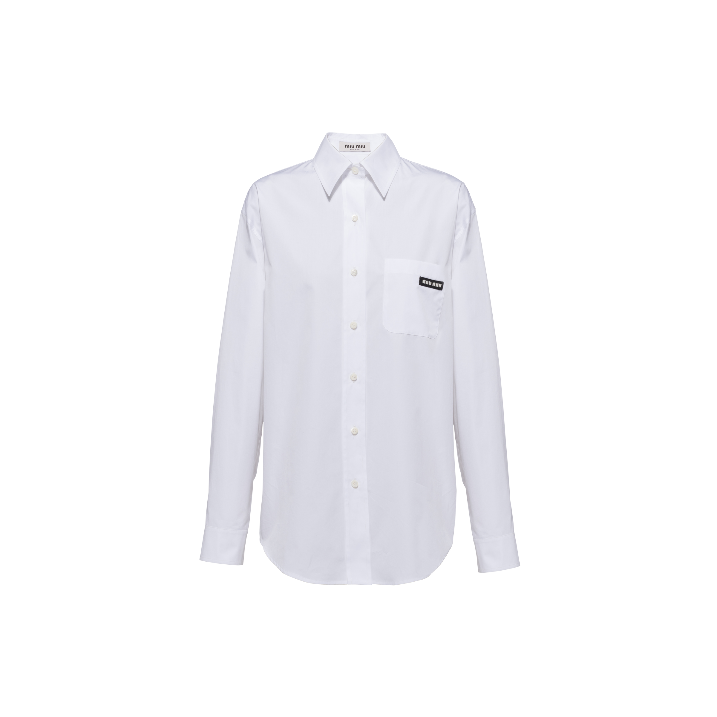 【送関込】MiuMiu☆ミュウミュウ poplin blouse with button Miu Miu Slubbed Poplin Shirt | Saks Fifth Avenue