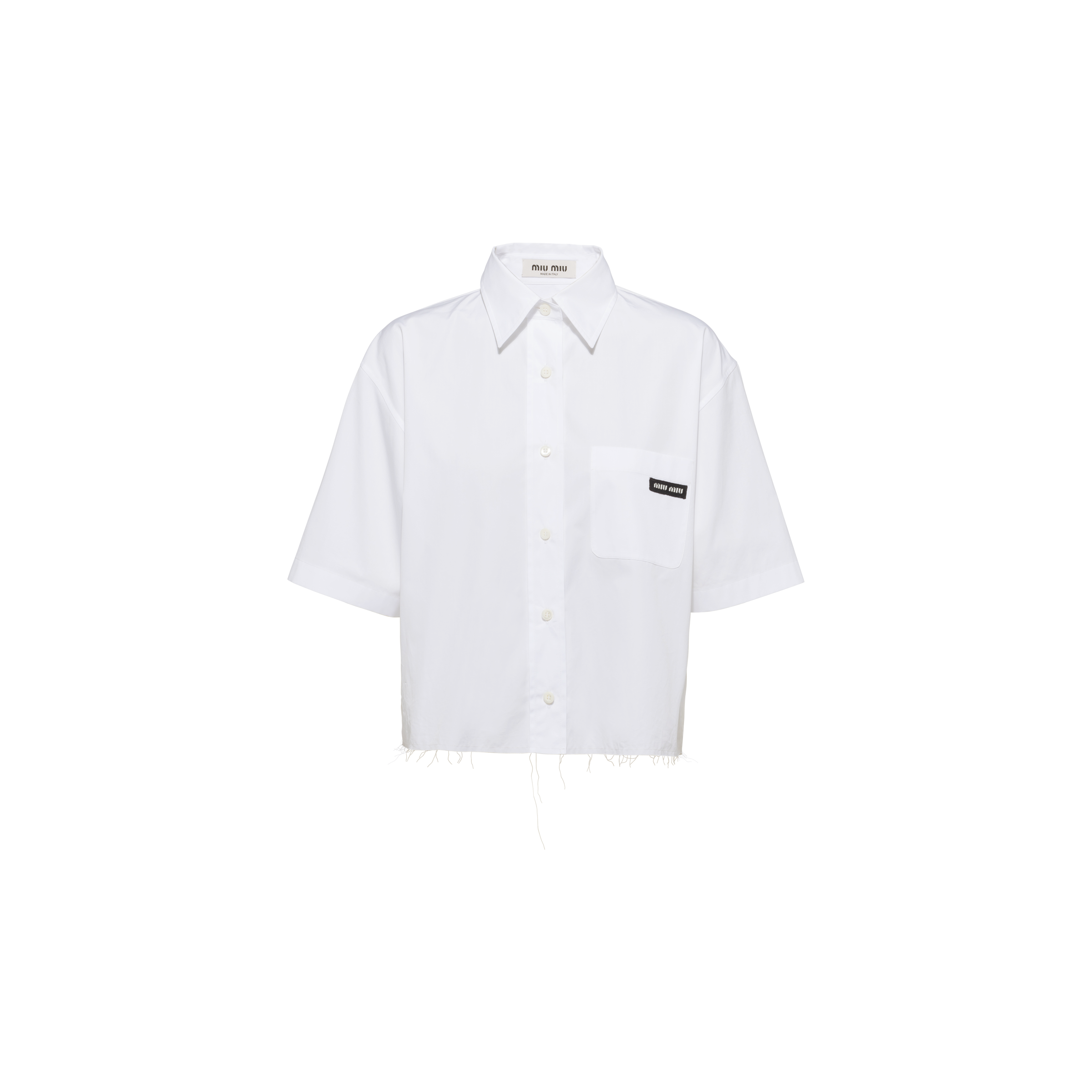 Miu Miu Logo-patch Short-sleeved Shirt In White