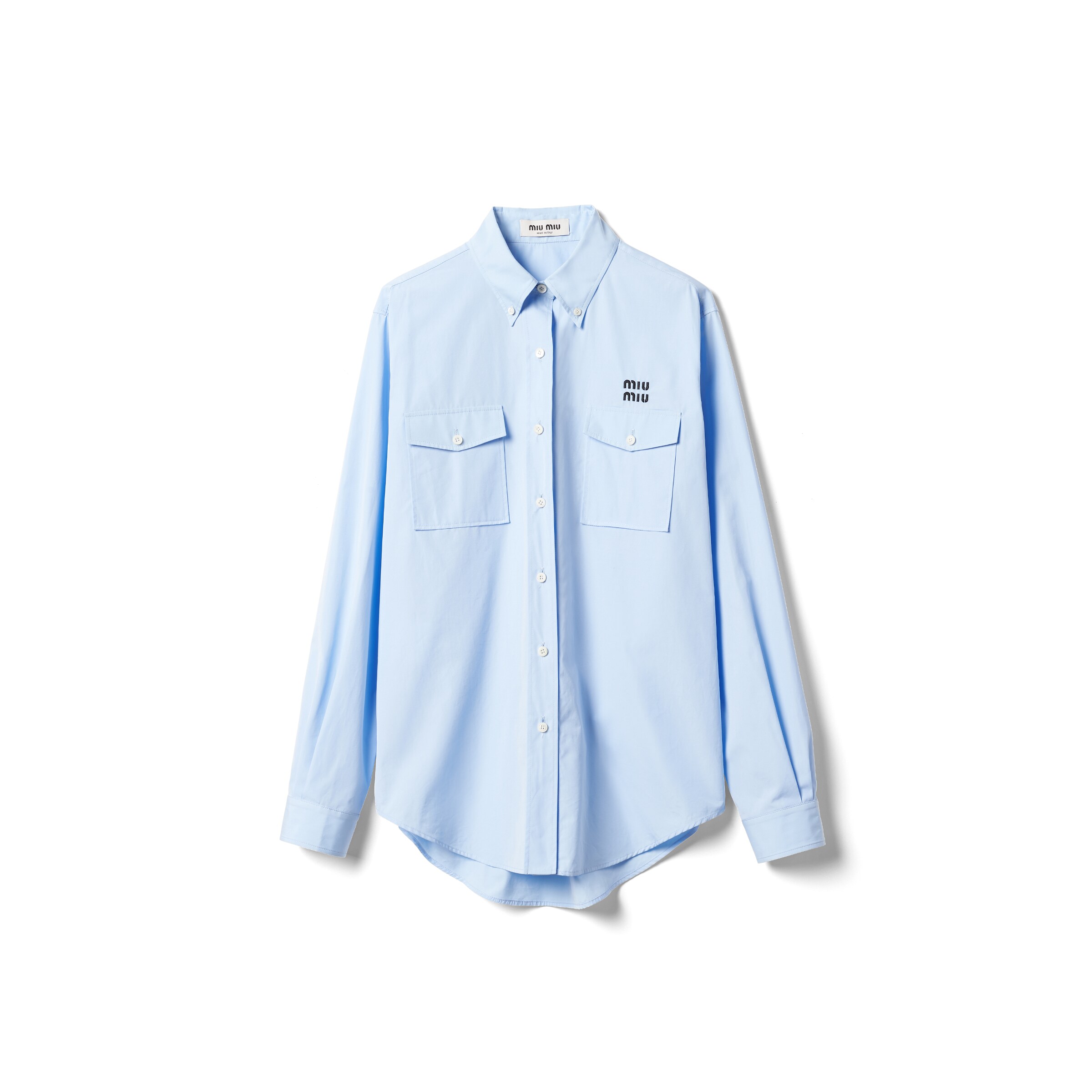 Miu Miu Chemise En Popeline, Femme, Bleu Ciel , Taille 40