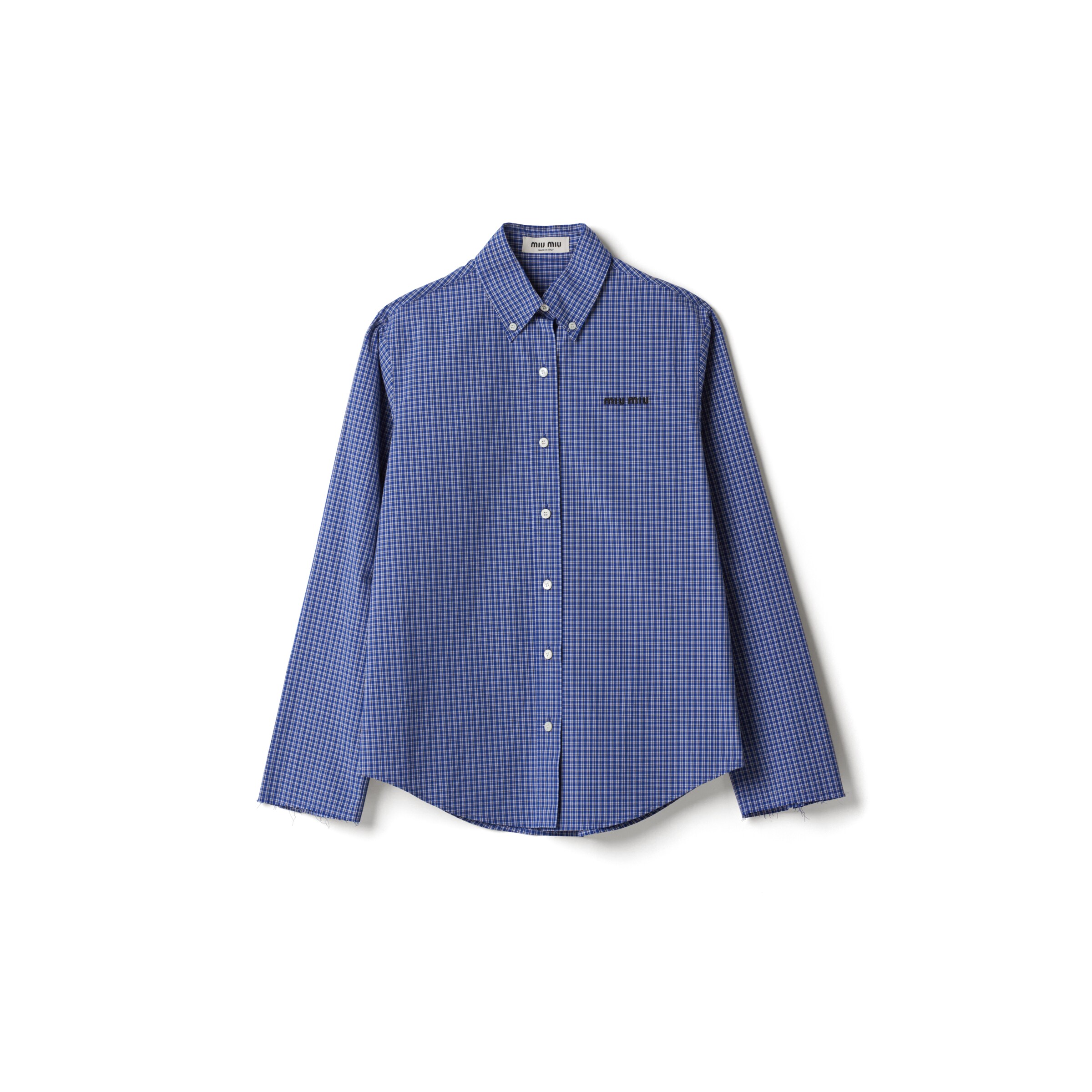 Miu Miu Chemise À Carreaux, Femme, Bleu Saphir, Taille 40