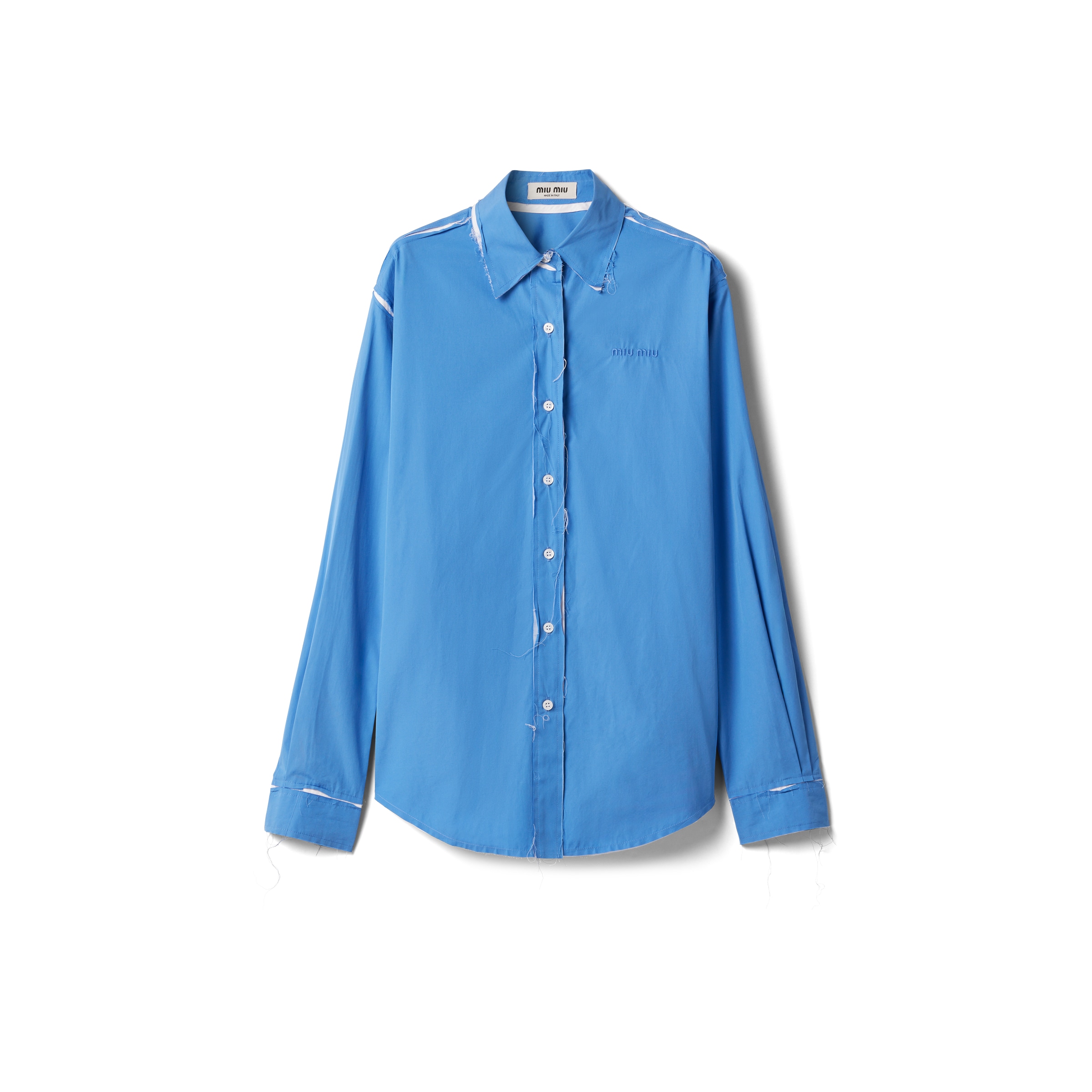Miu Miu Chemise En Popeline, Femme, Bleu Pervenche, Taille 38