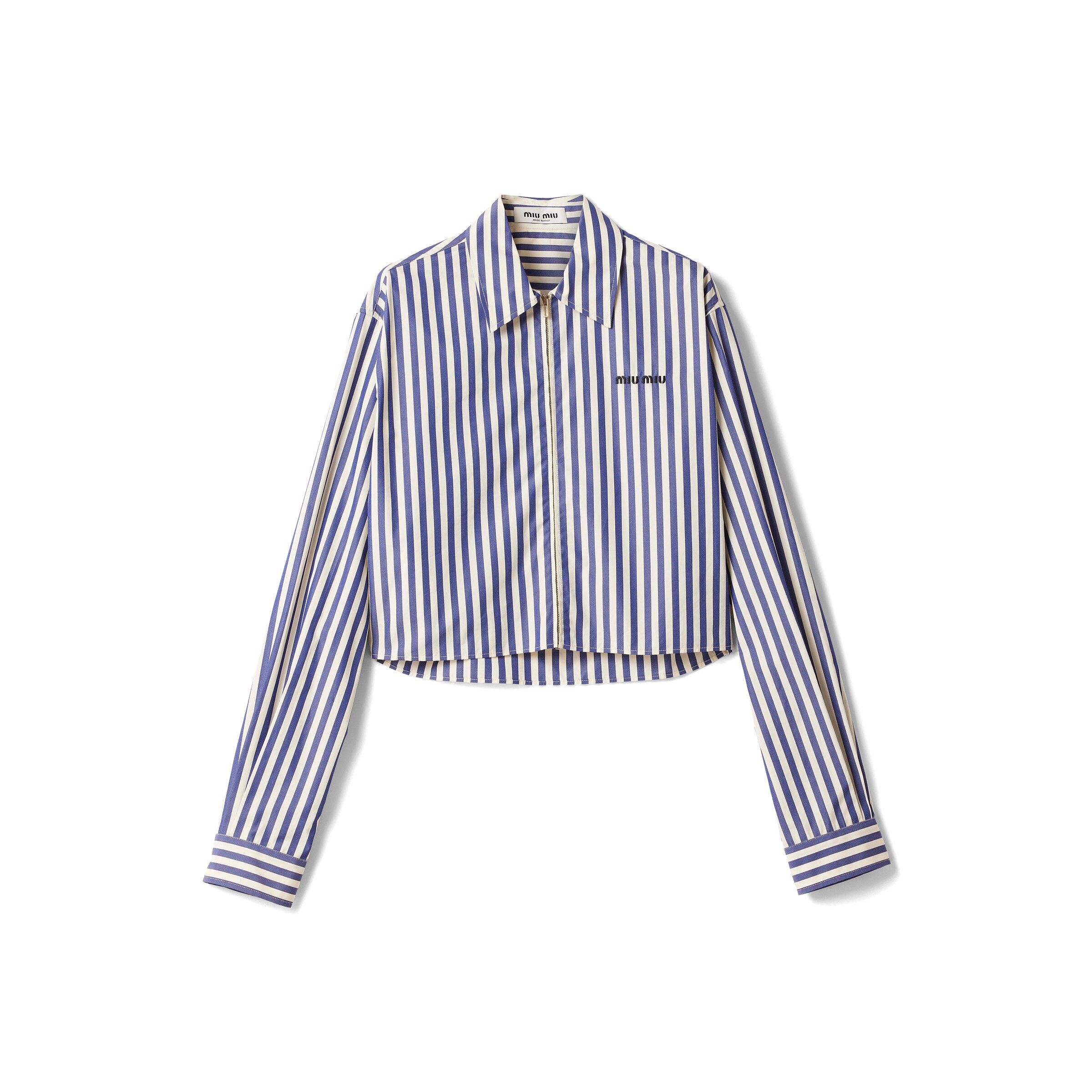 Miu Miu Chemise En Popeline Rayée, Femme, Ivoire/bleu, Taille 42