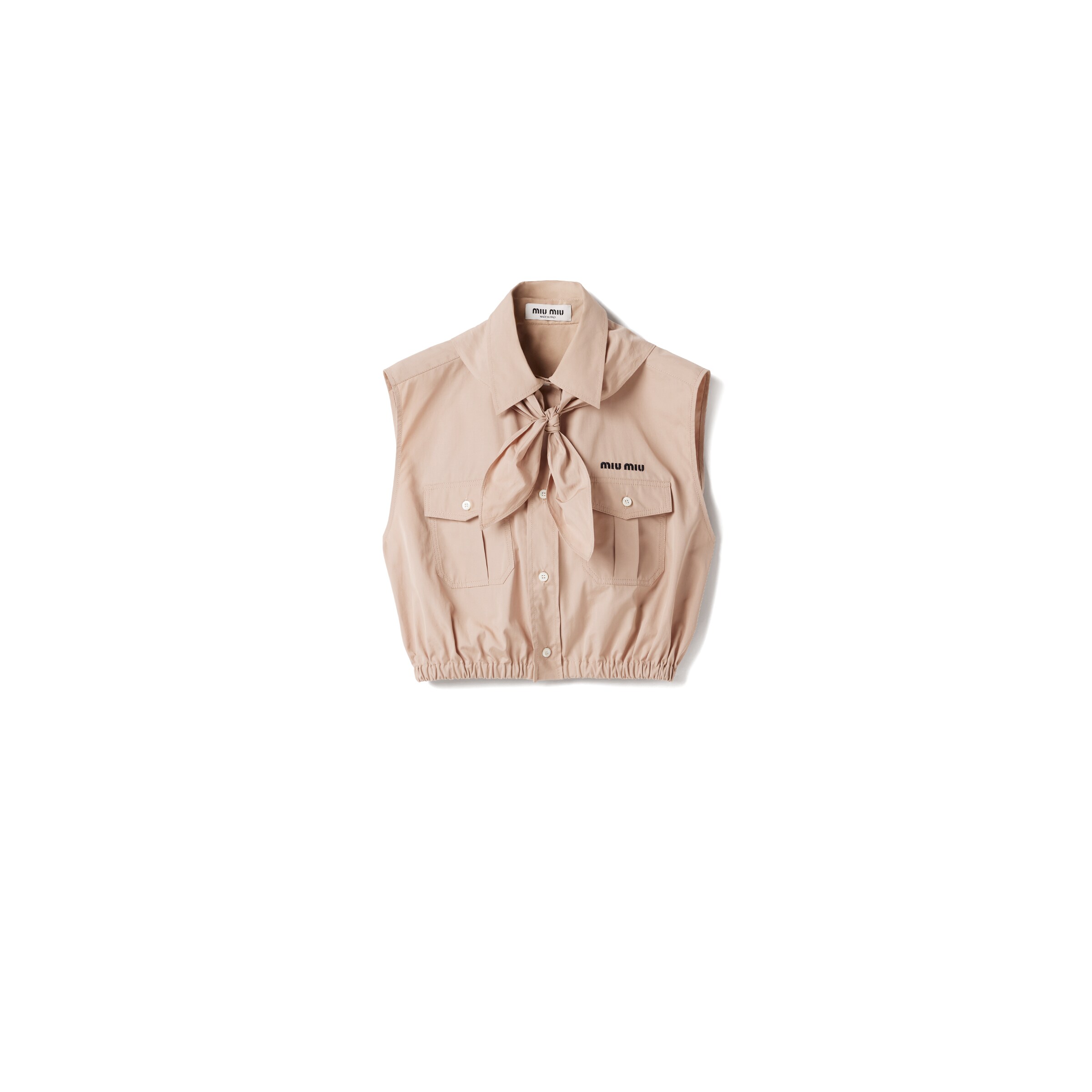 Miu Miu Chemise Sans Manches En Popeline Avec Foulard, Femme, Camée, Taille 38