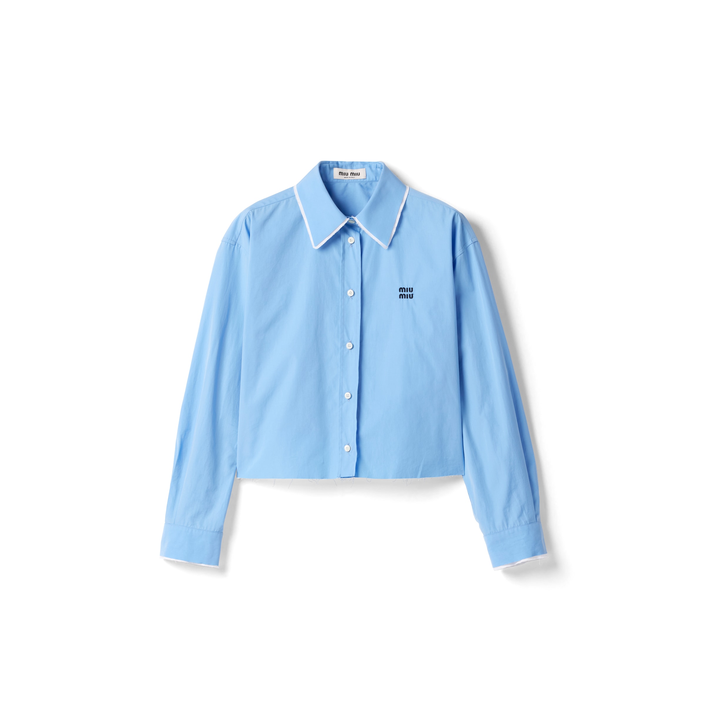 Miu Miu Chemise En Popeline, Femme, Bleu Saphir, Taille 44