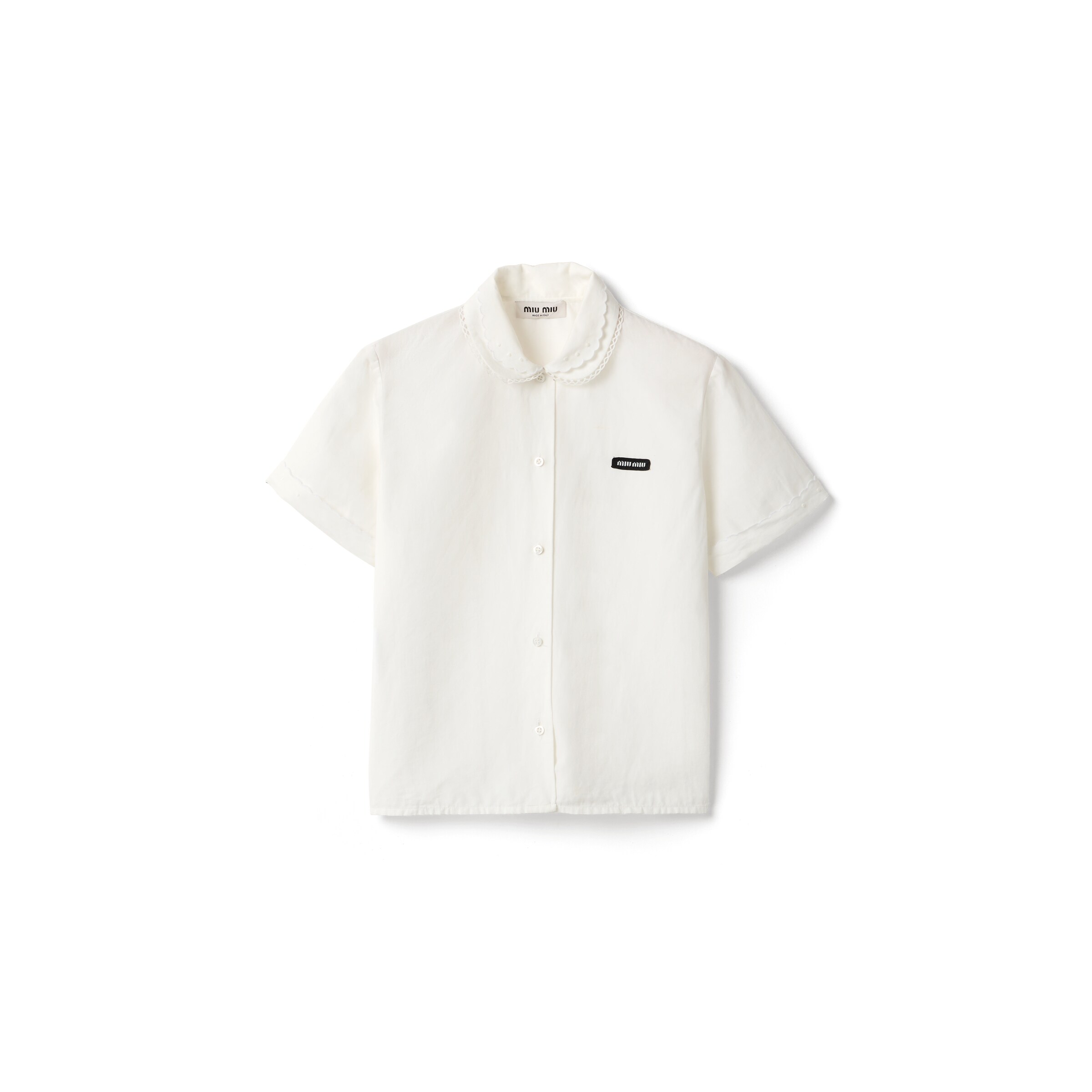 Miu Miu Chemise En Popeline Flammée, Femme, Blanc, Taille 42