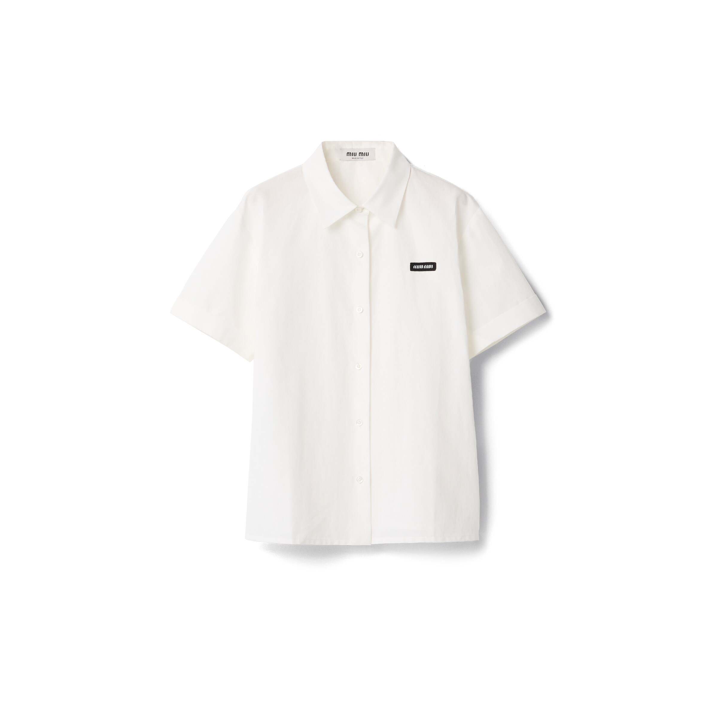 Miu Miu Chemise En Popeline Flammée, Femme, Blanc, Taille 40