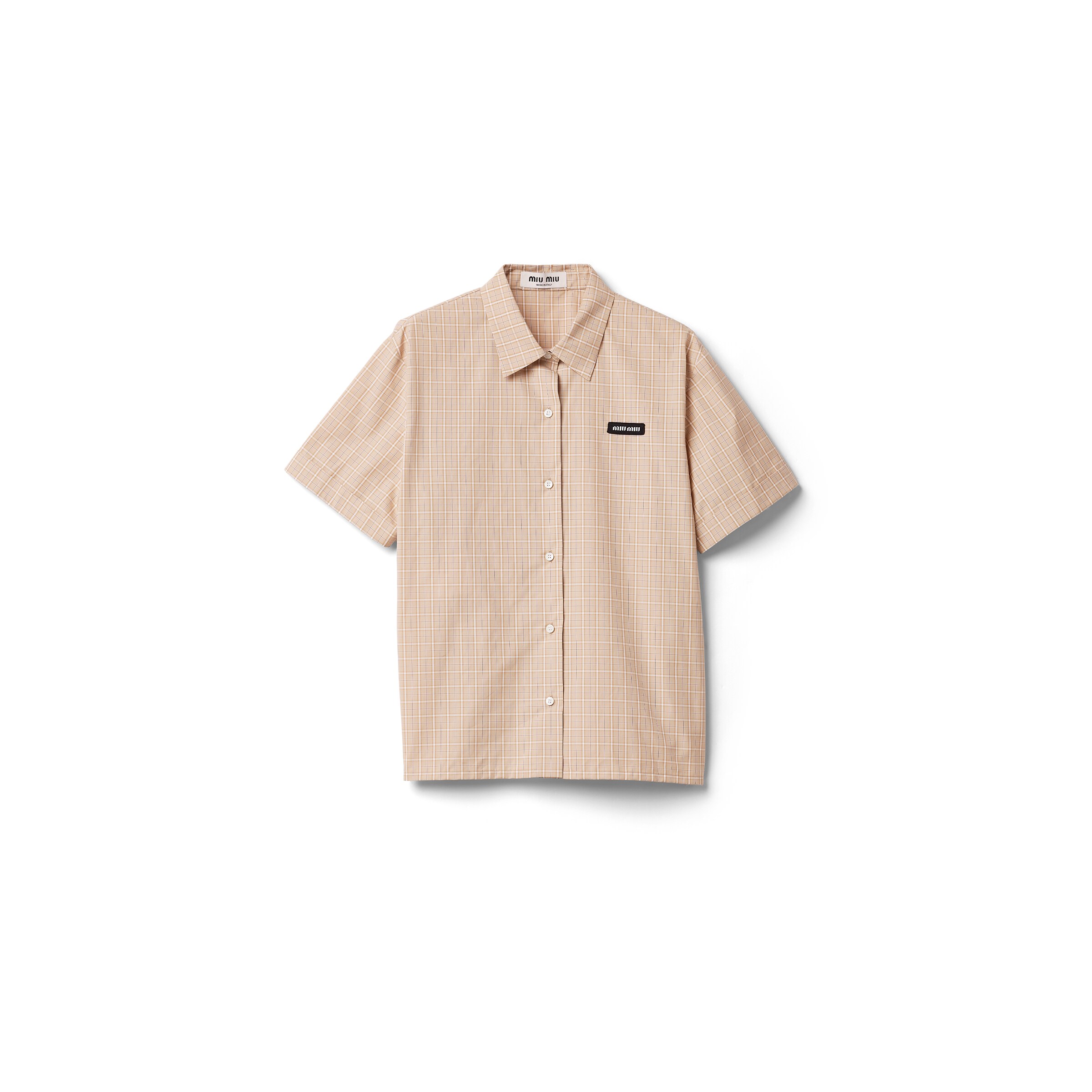 Miu Miu Checked Poplin Shirt, Woman, Albino White, Size 36