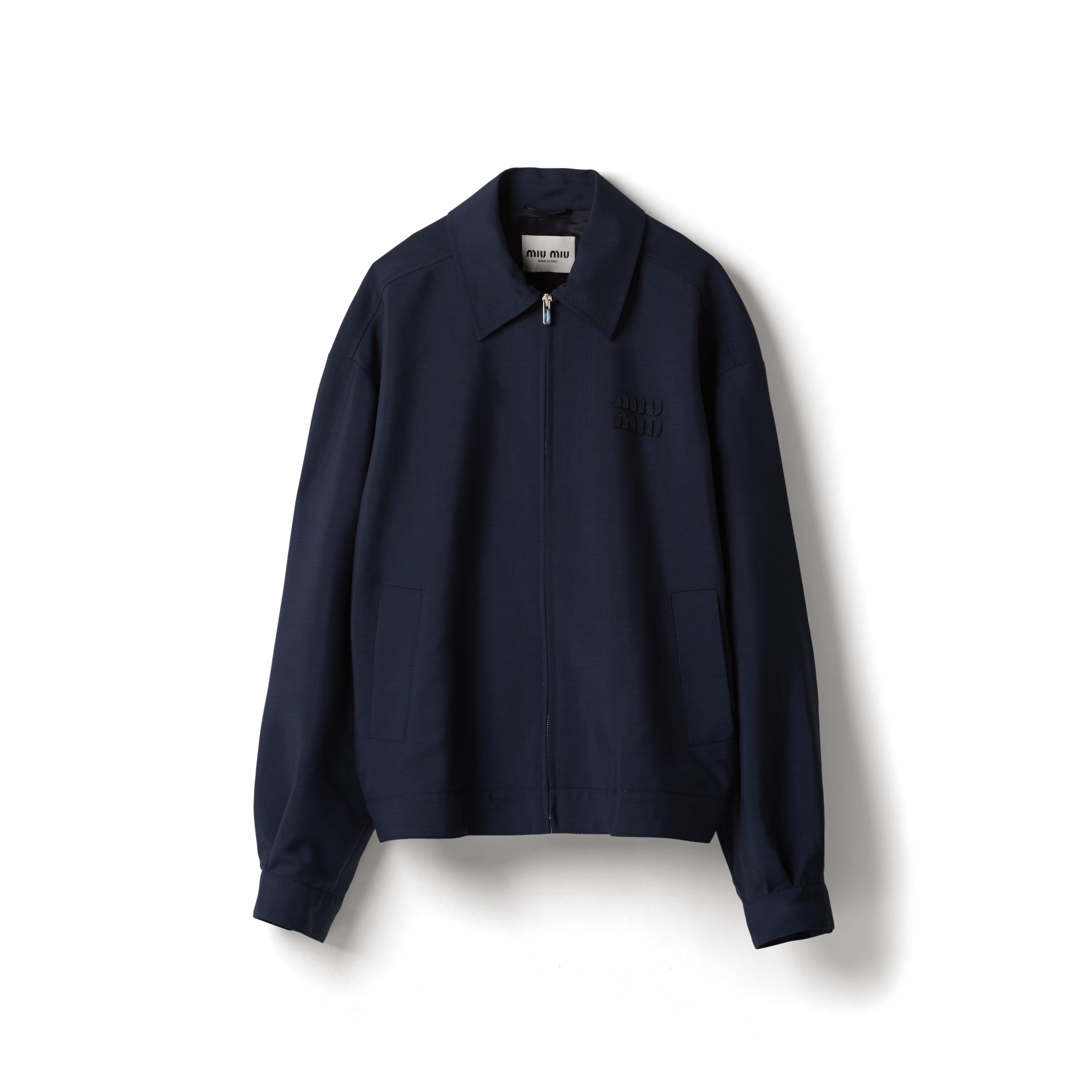 Miu Miu Mohair Blouson Jacket, Woman, Navy, Size 46