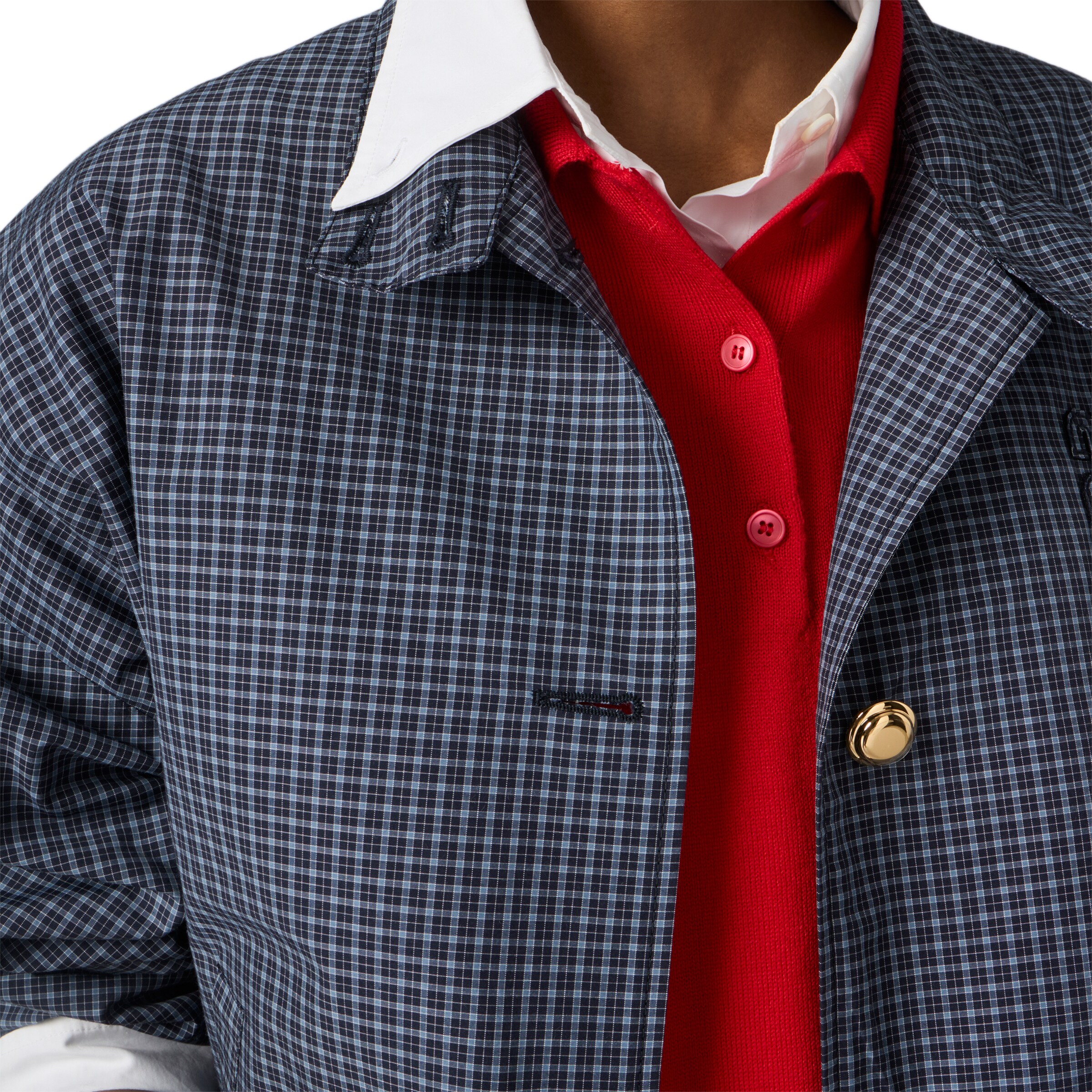 Miu Miu Checked Technical Fabric Blouson Jacket In Blue