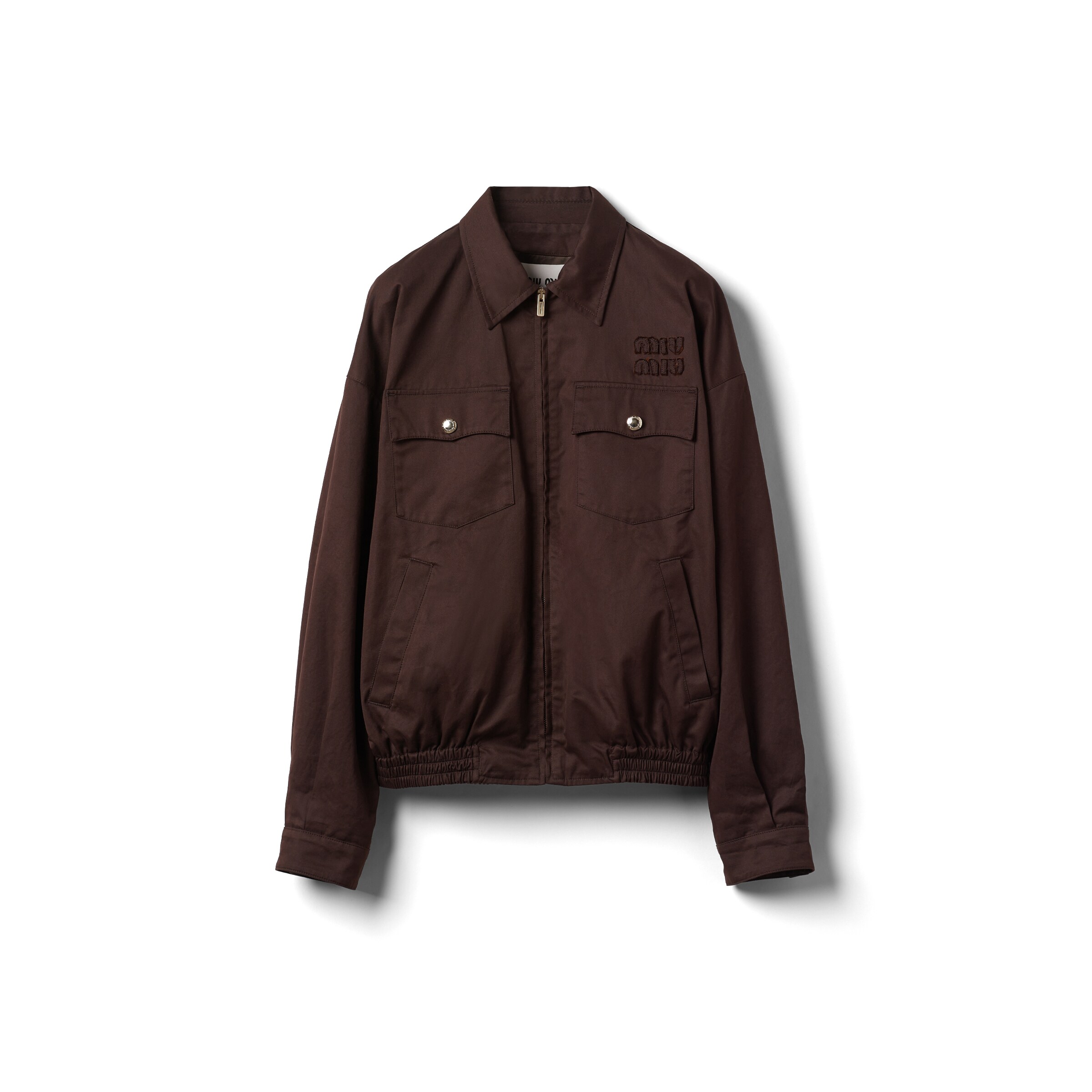 Miu Miu Blouson In Gabardine Lavato, Donna, Cacao, Taglia 36