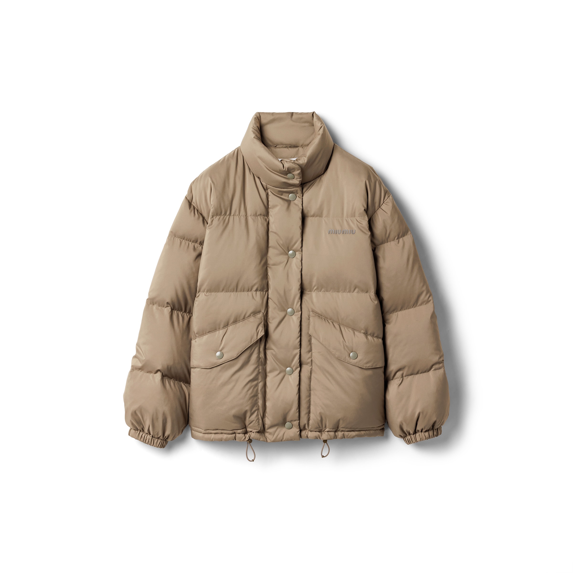 Miu Miu Chaqueta De Pongé Técnico Con Relleno De Plumón De Peso Medio, Mujer, Gris Acero, Talla 36