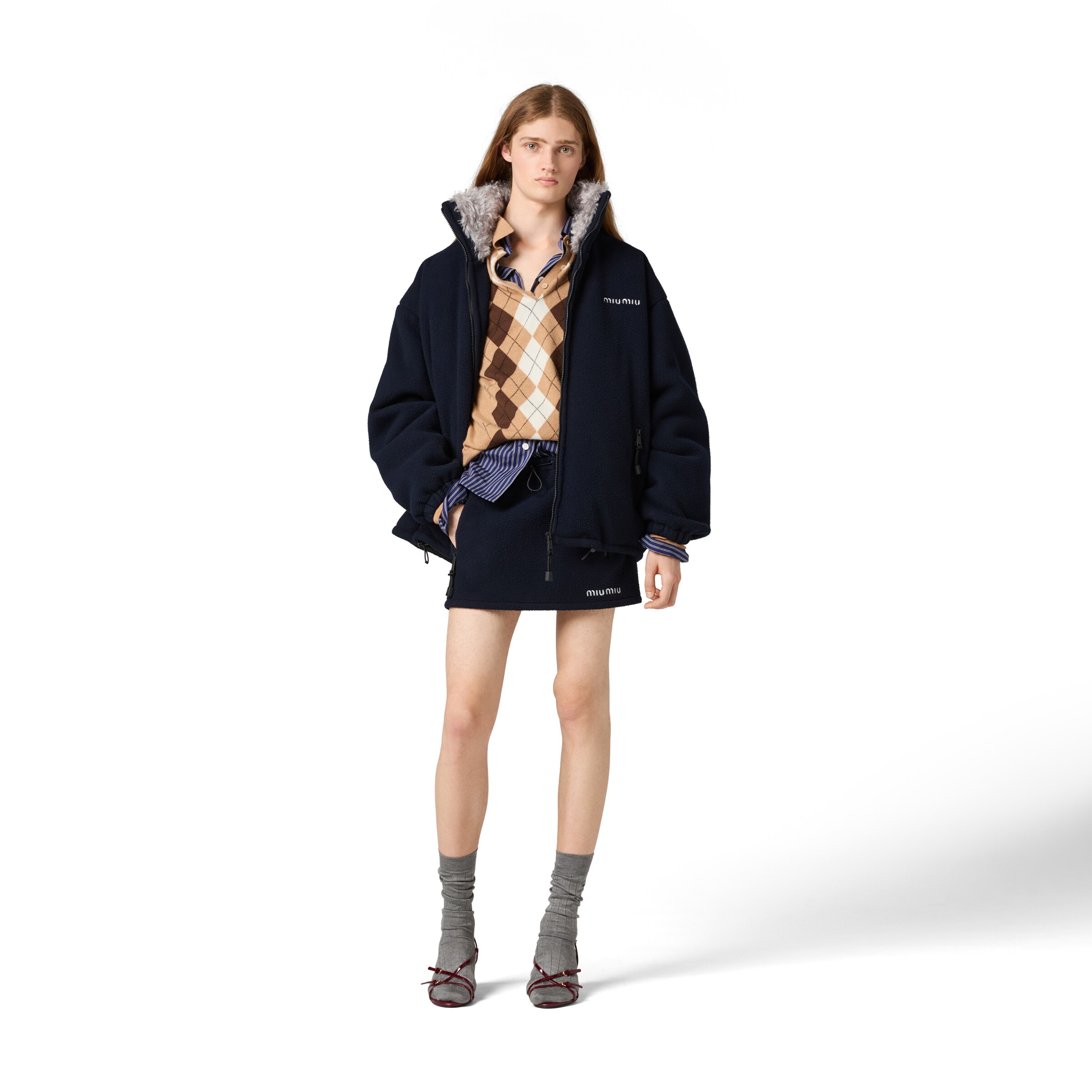 Miu Miu Midnight Blue Polyester Blend Down Jacket In Blue