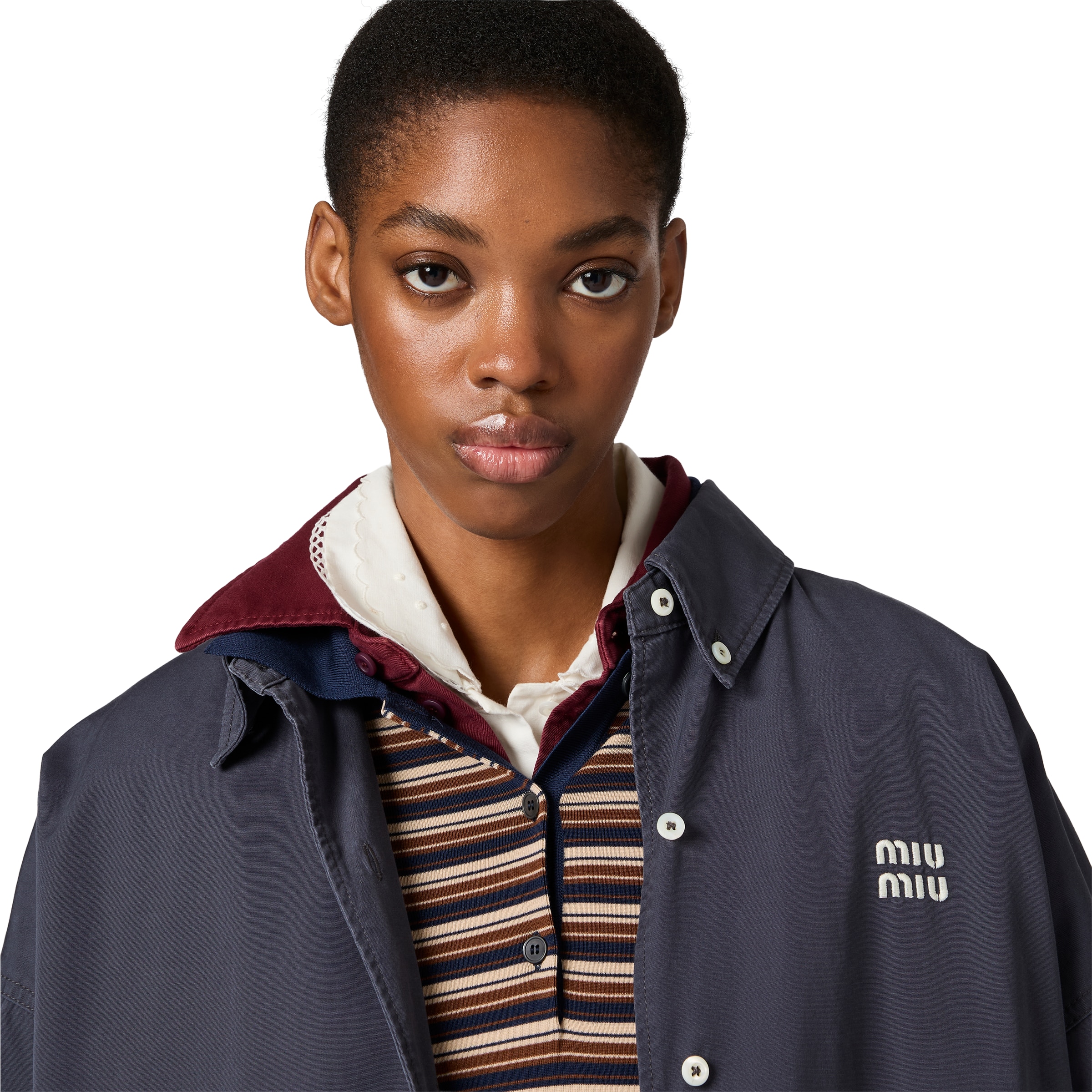 Miu Miu Oversized Canvas Shirt Jacket In Multi