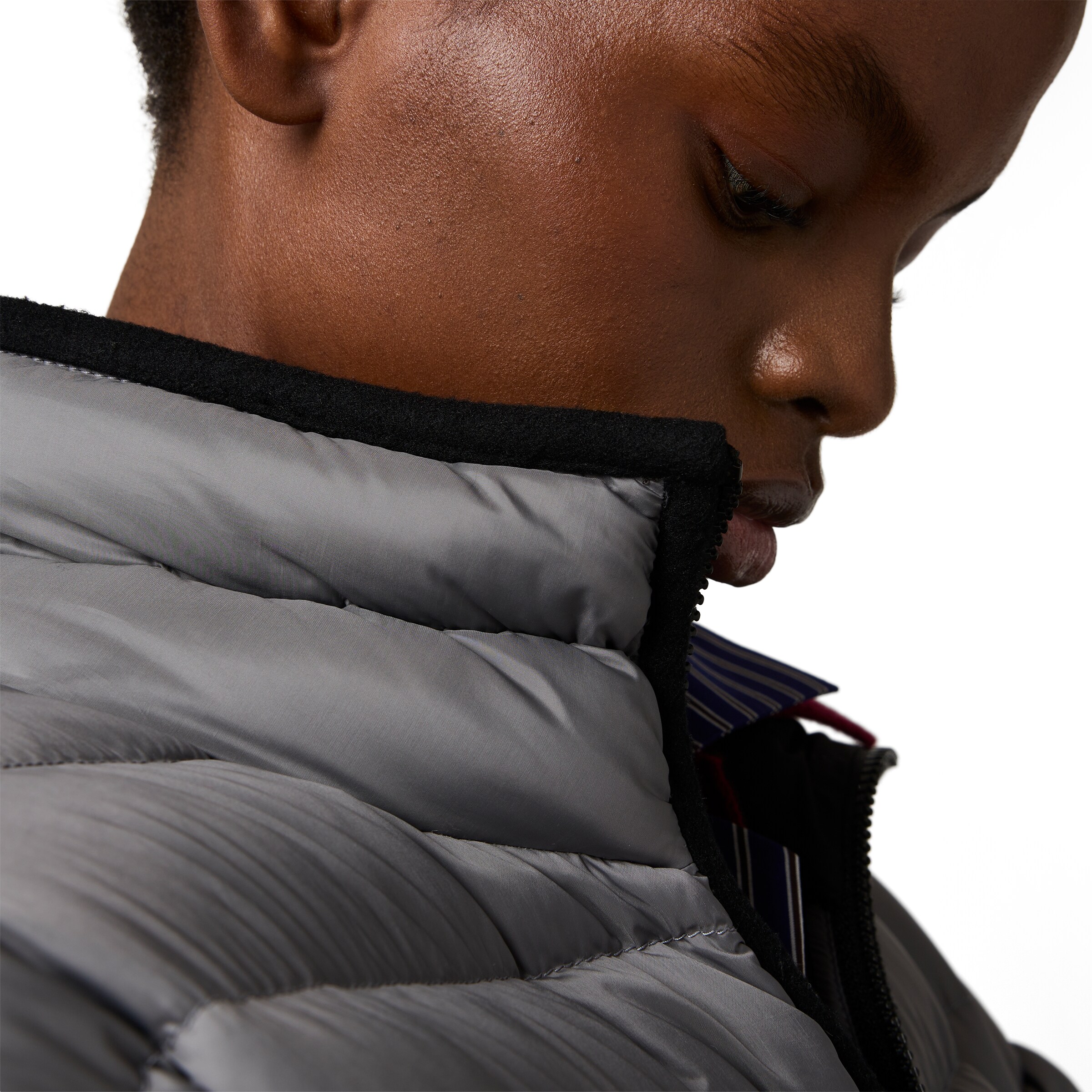 Miu Miu Lightweight Puffer Jacket Drawstring Features In Gray