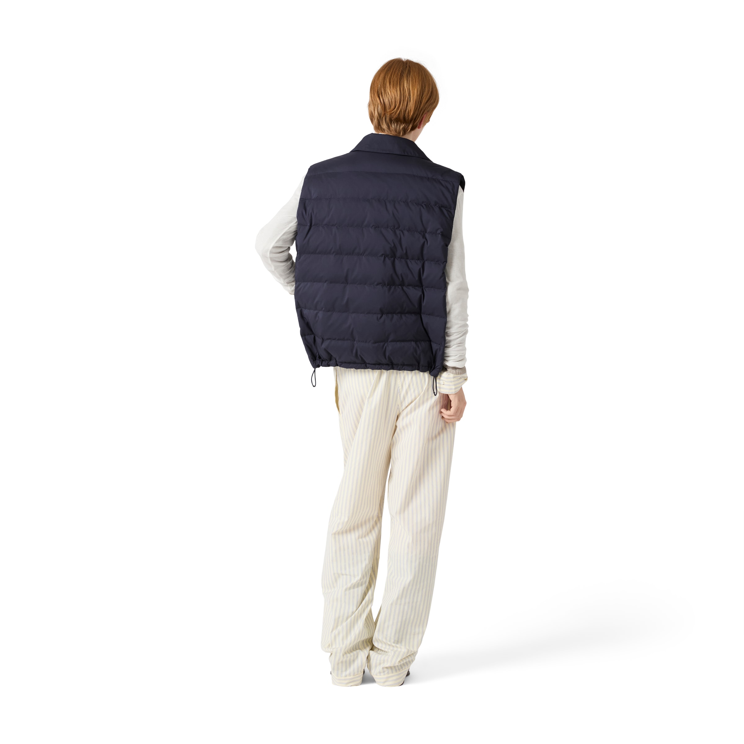 Miu Miu Technical Pongé Down Vest In Blue