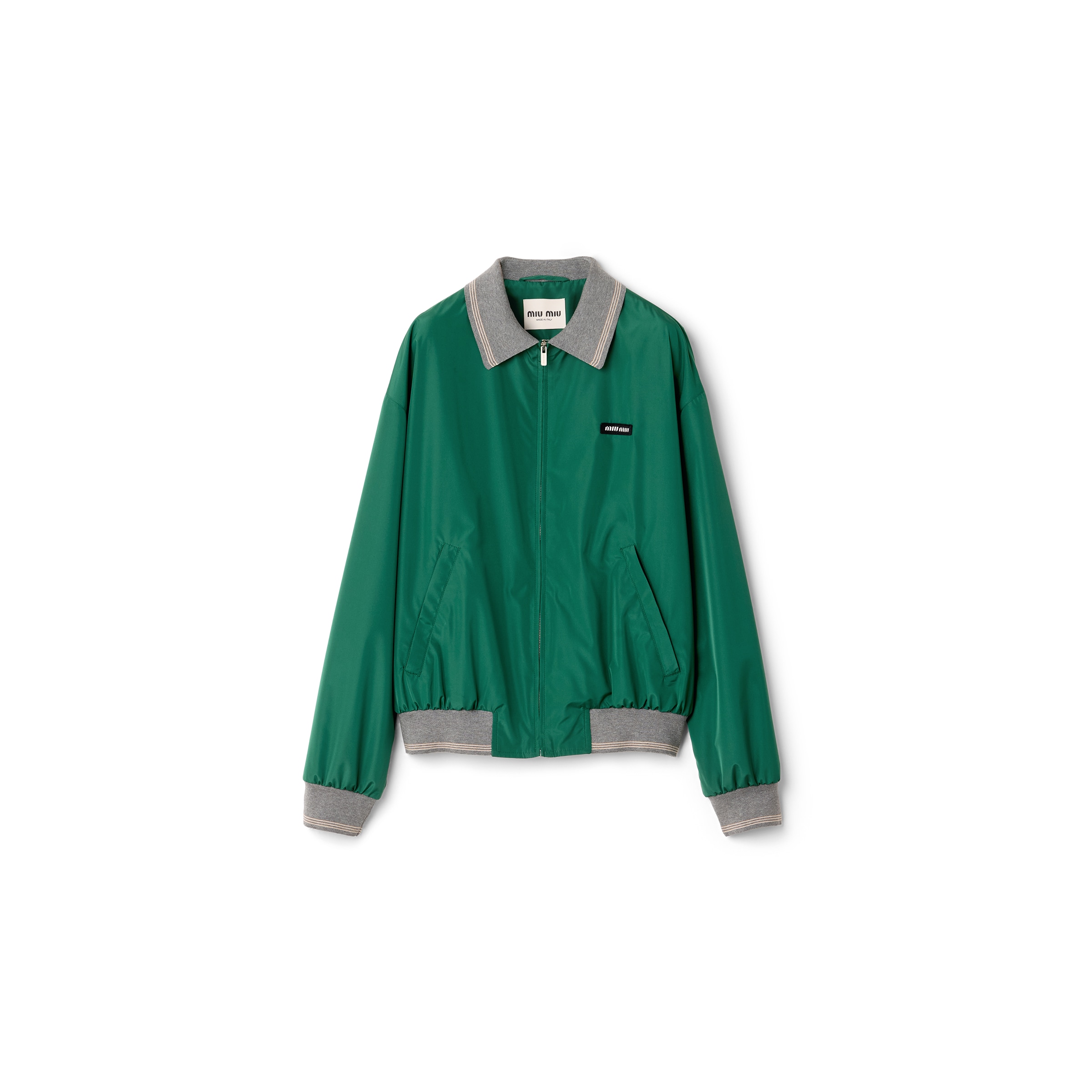 Miu Miu Chaqueta Bomber De Popelín Técnico, Mujer, Verde, Talla 44