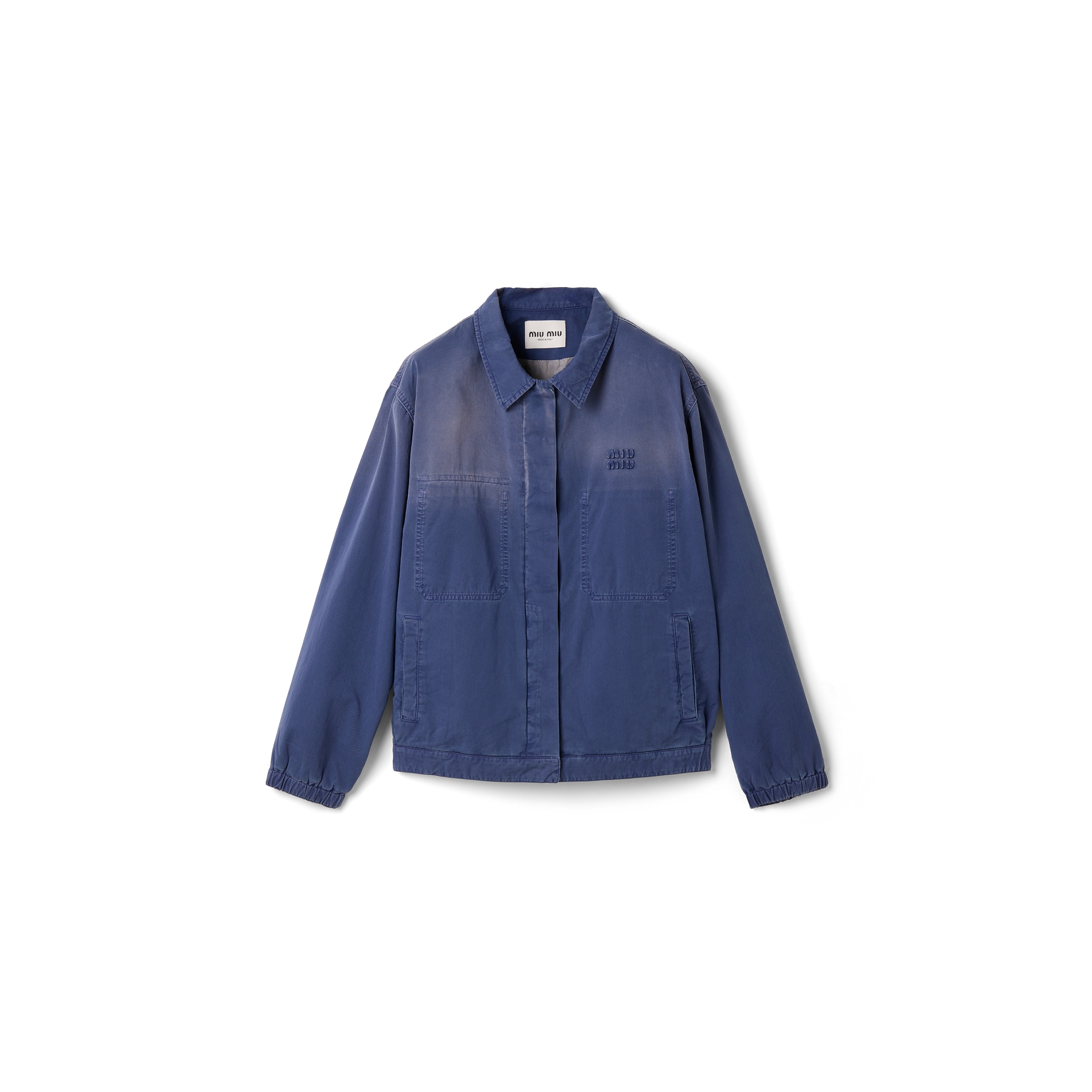 Miu Miu Garment-dyed Twill Blouson Jacket, Woman, Uniform Blue, Size 36