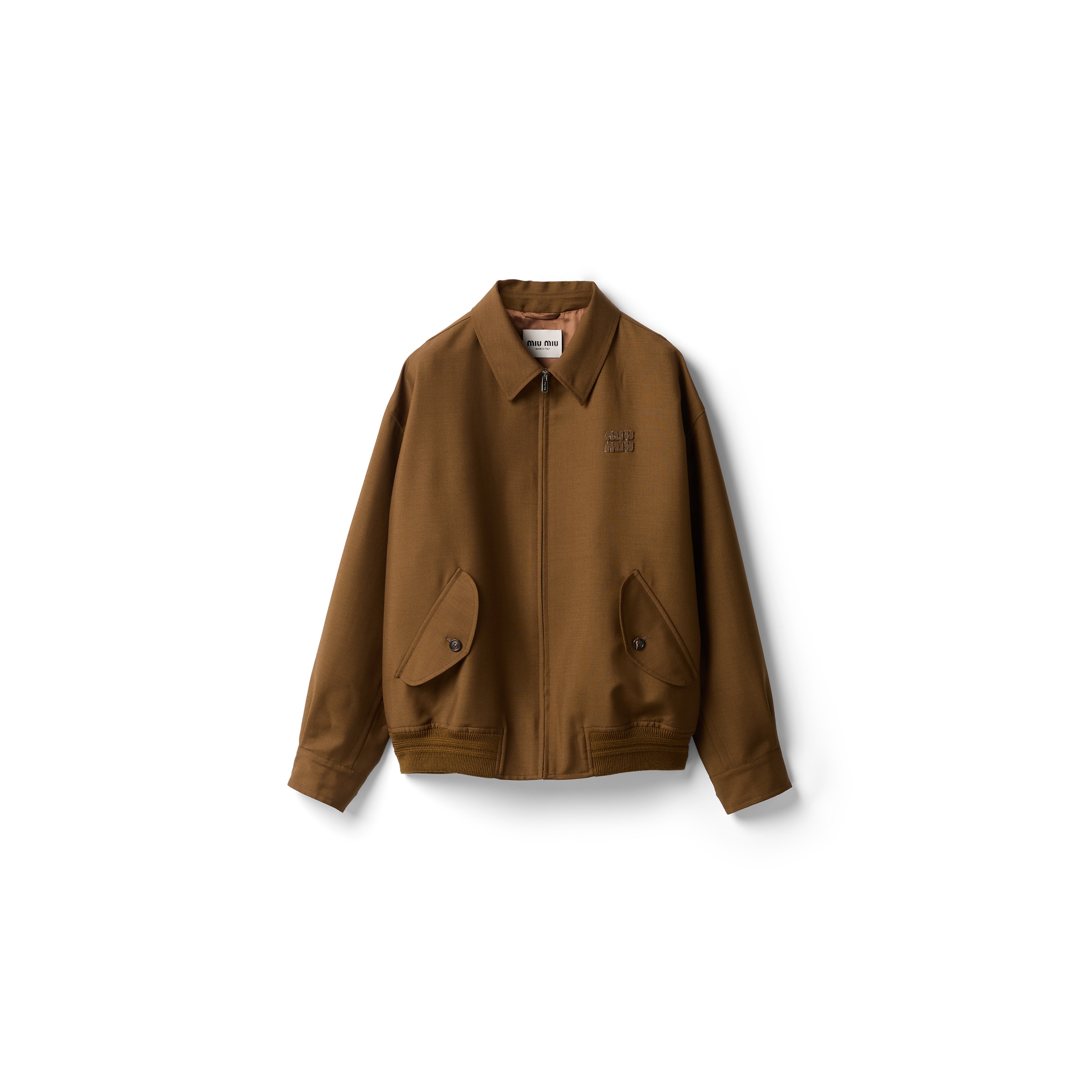 Miu Miu Kid Mohair Blouson Jacket, Woman, Date Brown, Size 36