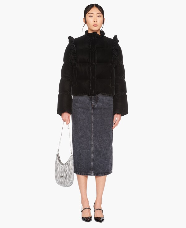 velvet puffer jacket long