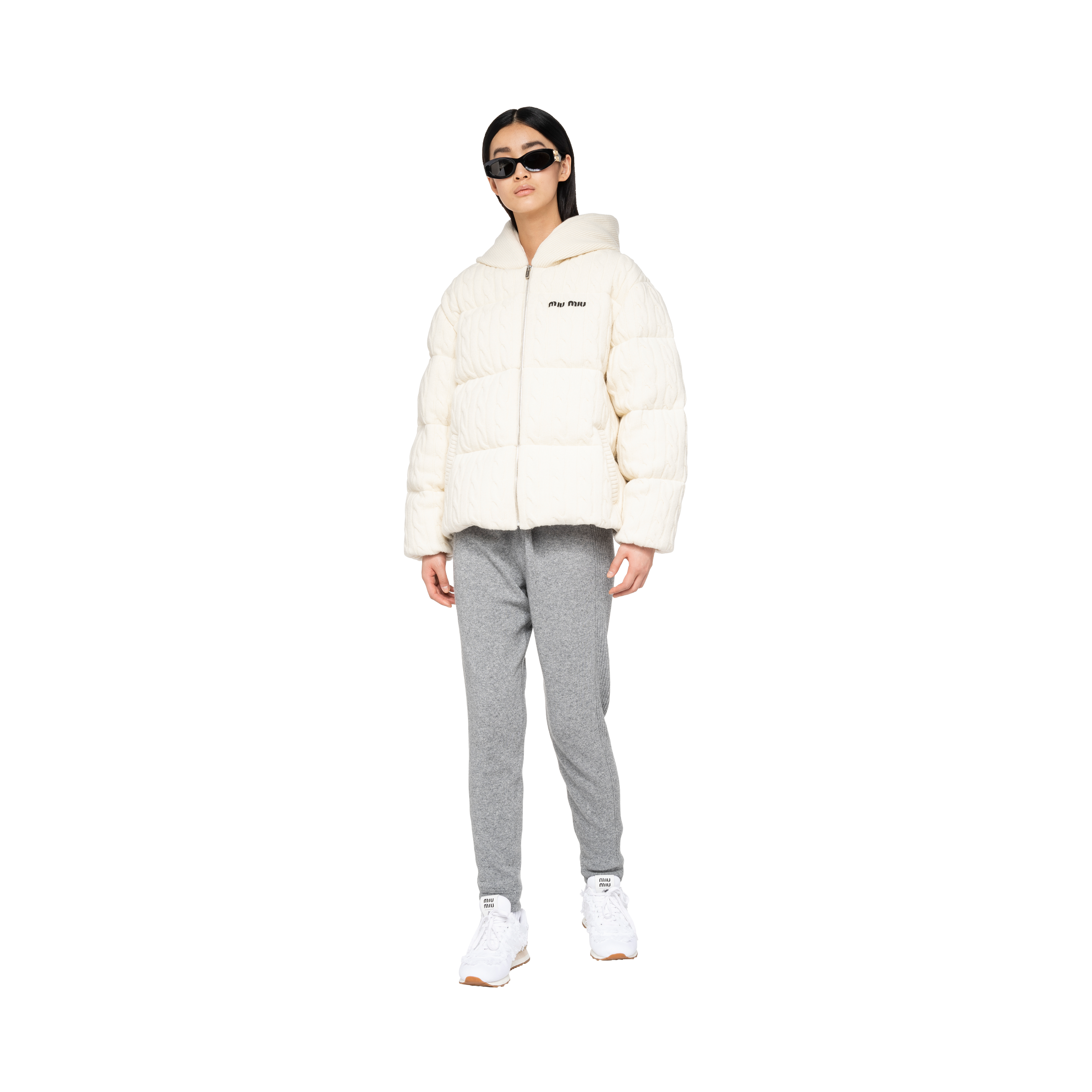 Natural Padded Cashmere And Wool Down Jacket Miu Miu