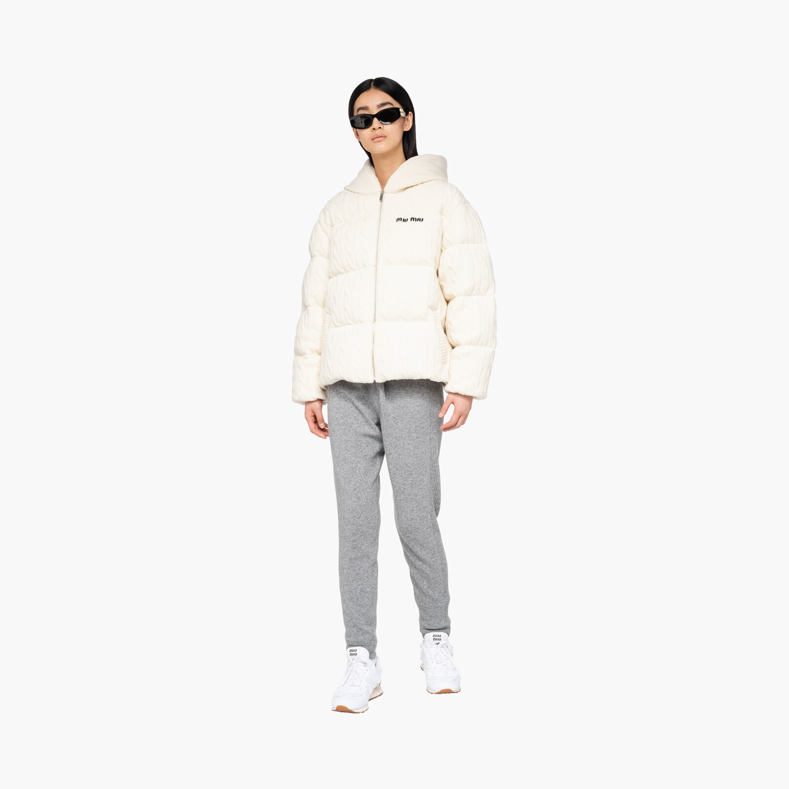Natural Padded cashmere and wool down jacket | MIU MIU