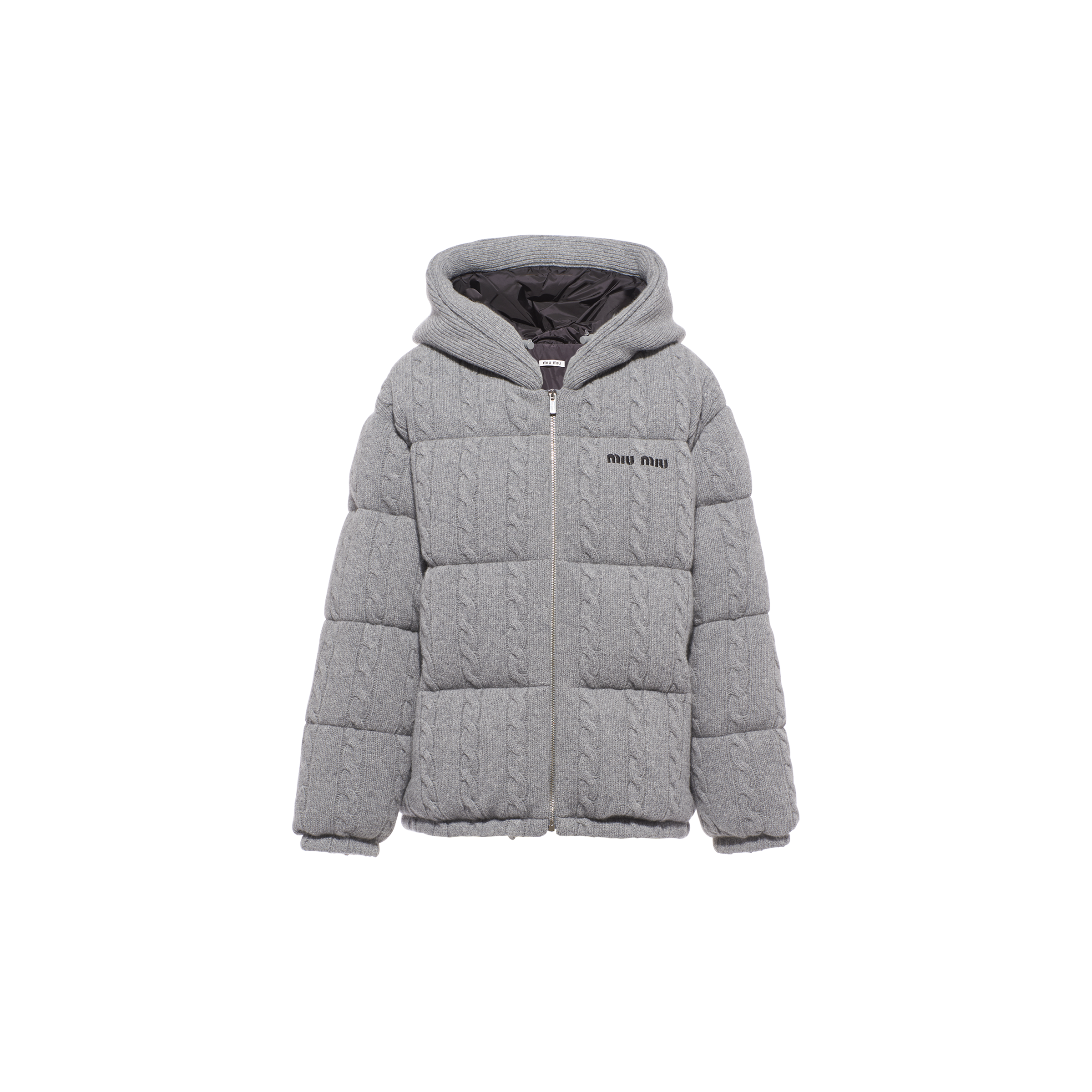 Hooded cashmere down jacket