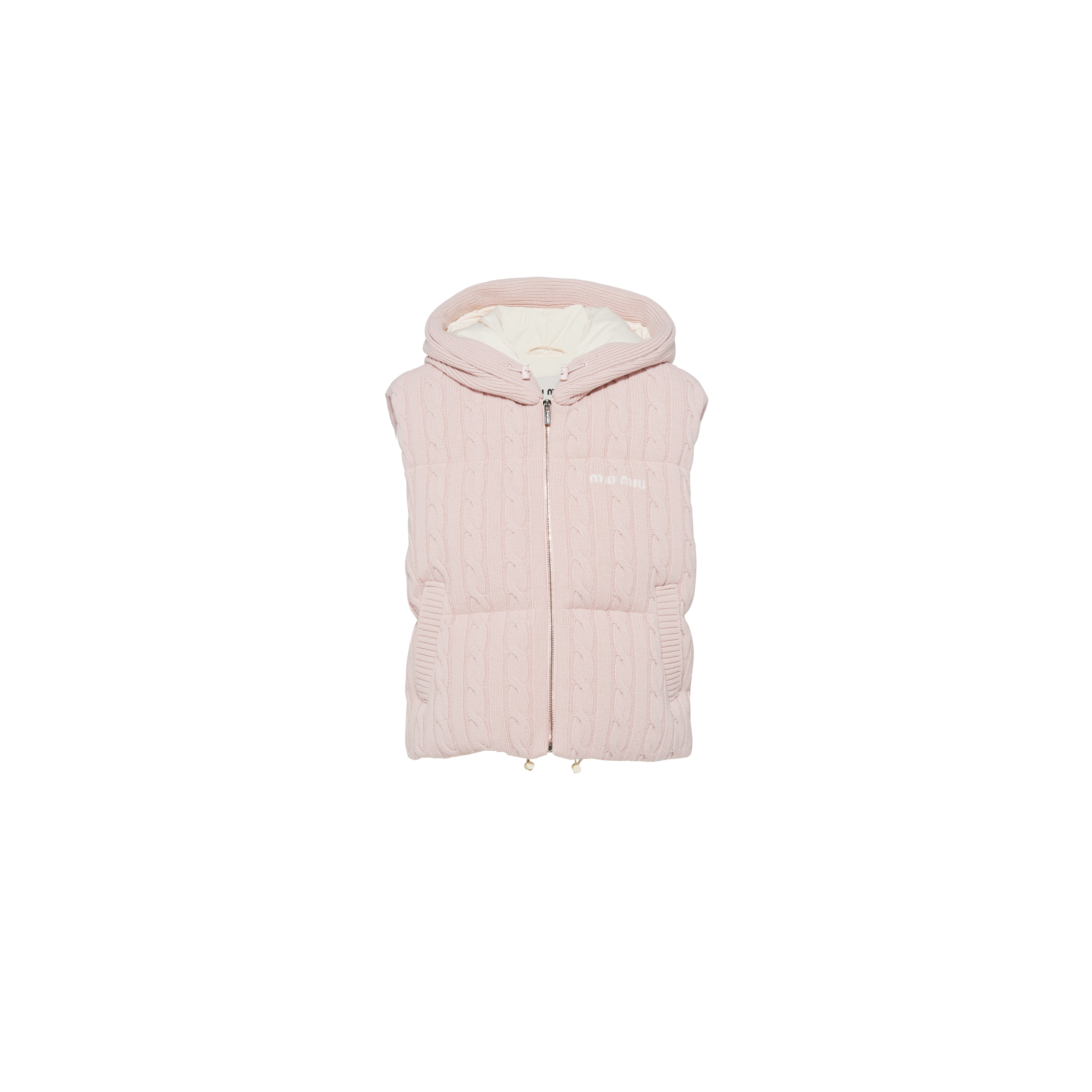 Miu Miu Padded Cashmere Wool Down Vest In Pink