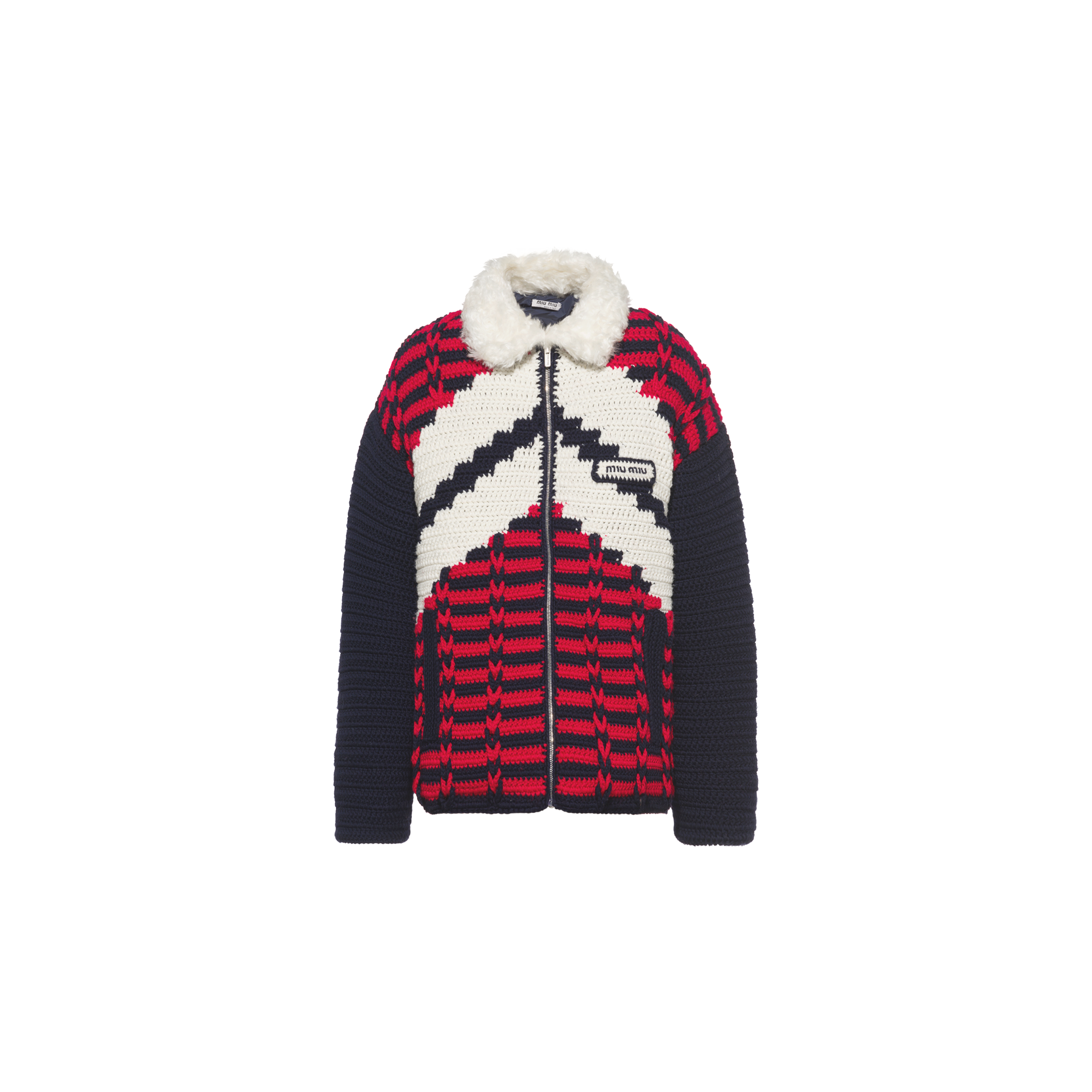 Padded crochet jacket Navy Miu Miu